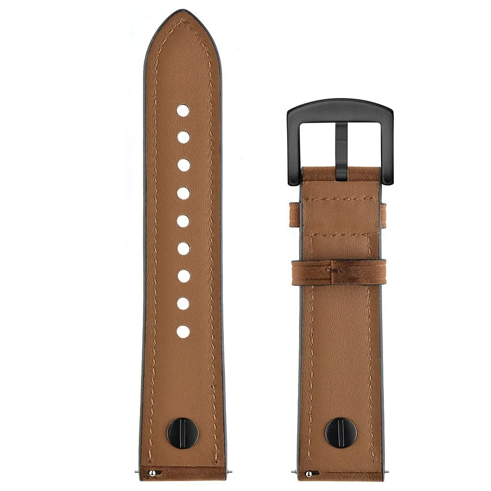 22mm Universal Leather Strap with Screw (Dark Brown)