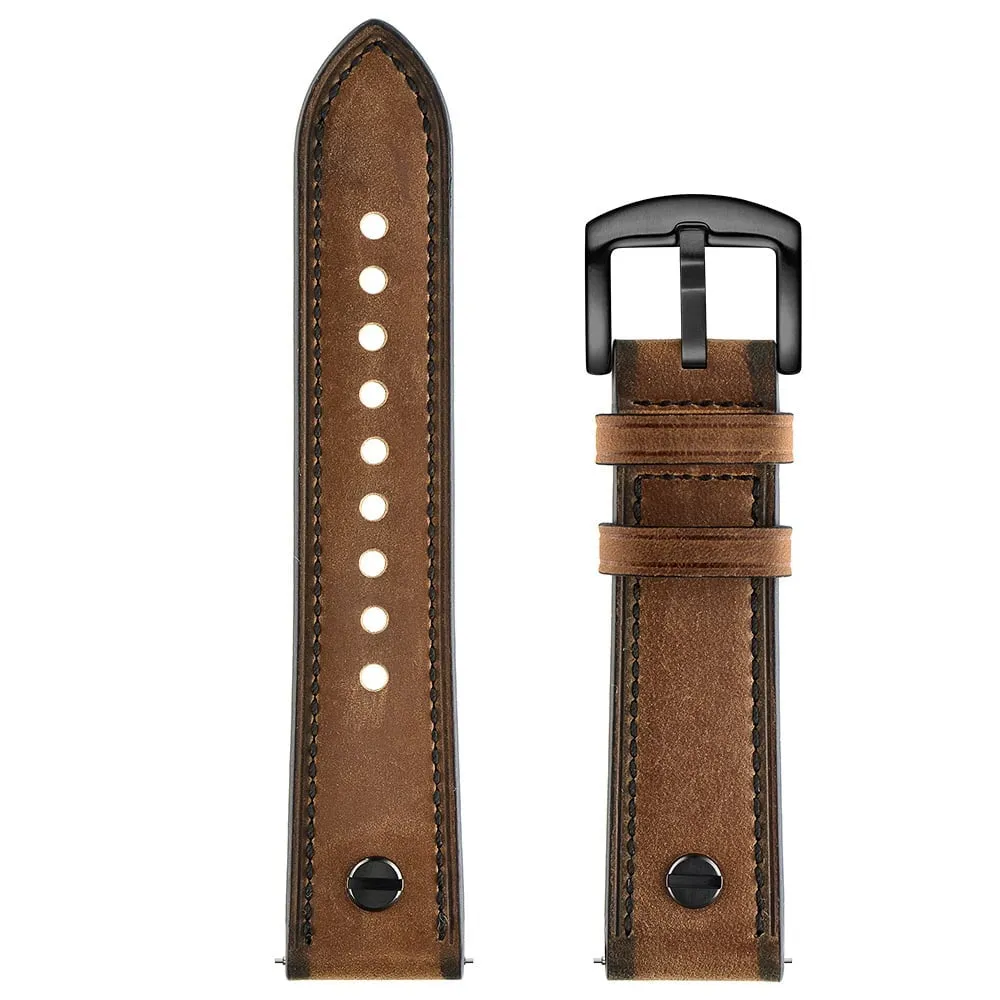 22mm Universal Leather Strap with Screw (Dark Brown)