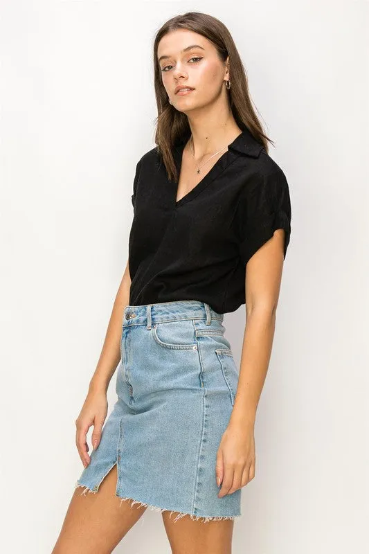 Always a Delight Short Sleeve Linen Top