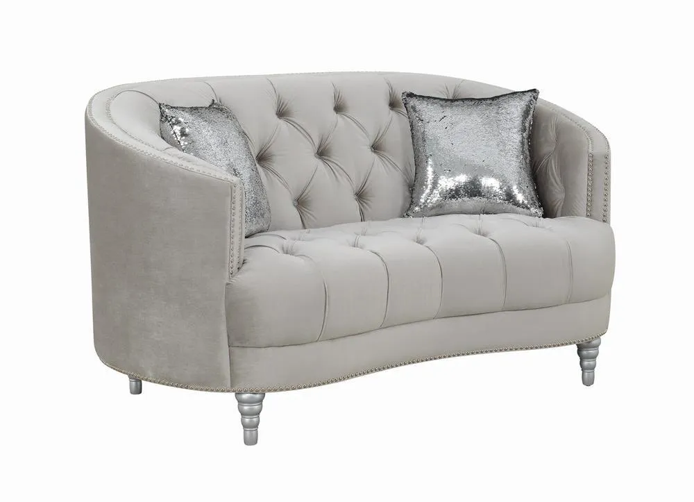 Avonlea Sloped Arm Tufted Loveseat Grey