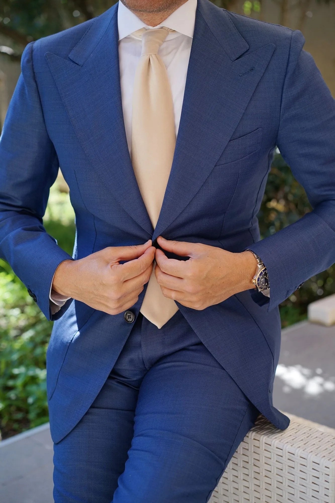 Beige Velvet Necktie