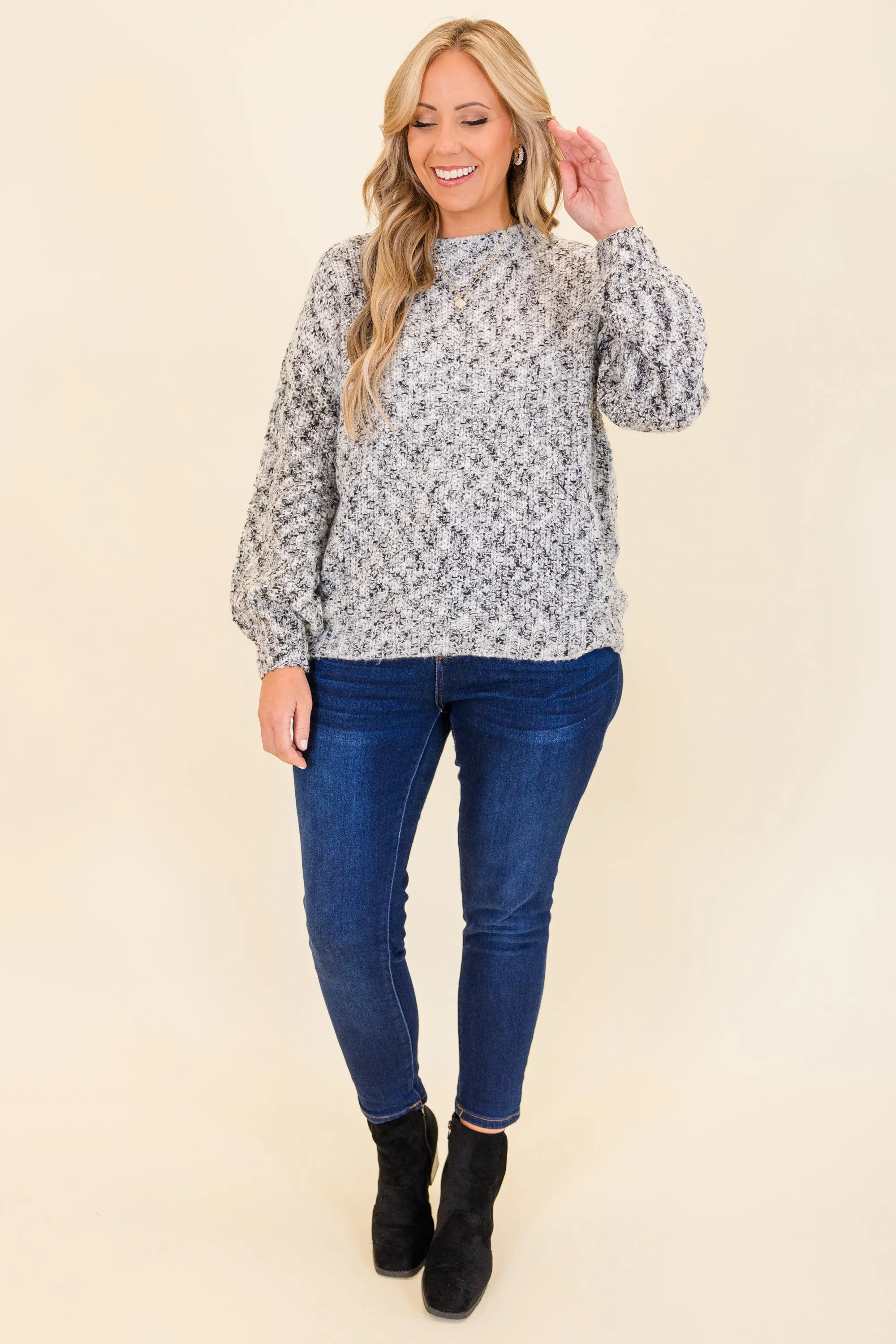 Cocoa Cozy Sweater, Ivory-Black