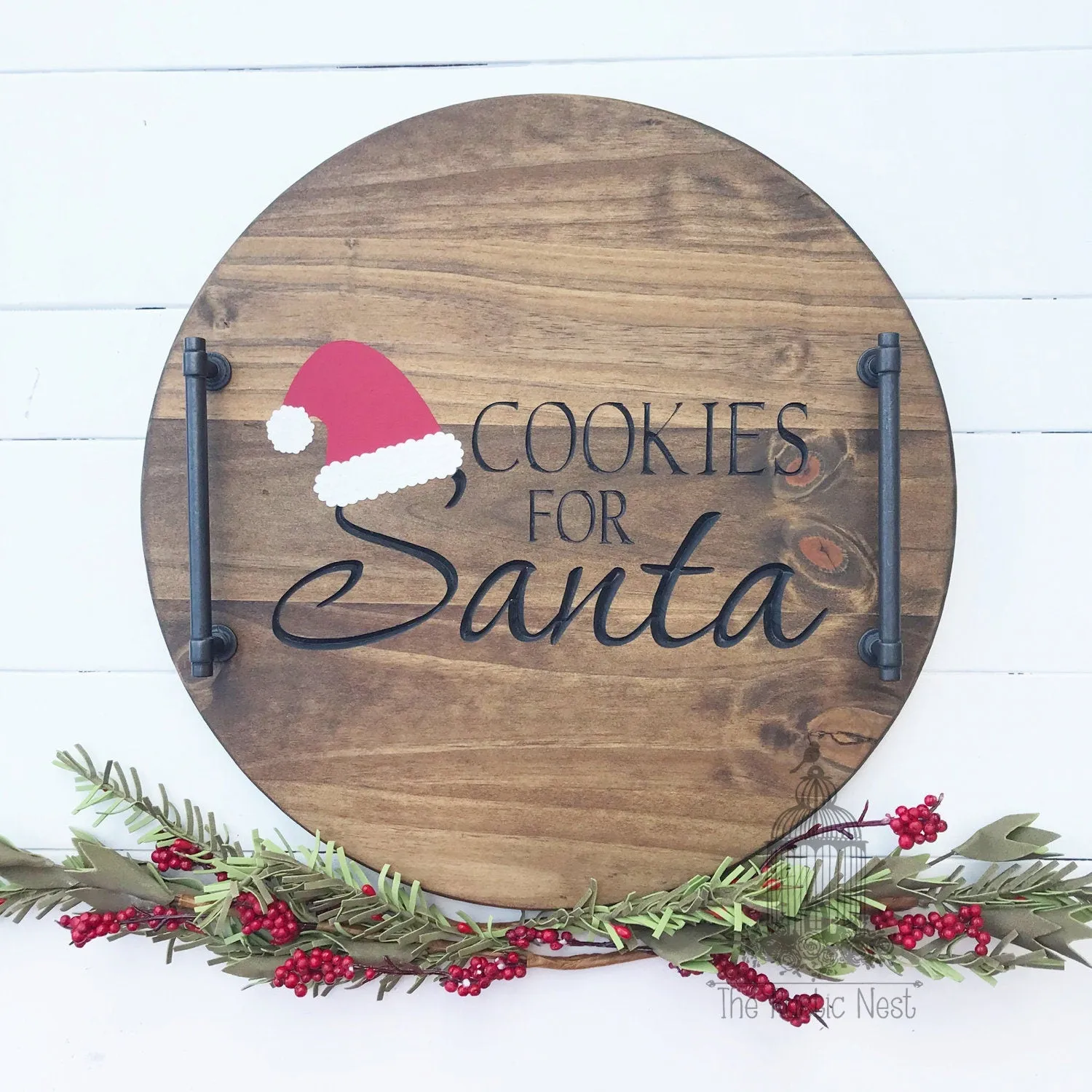 Cookies for Santa Wood Tray | Engraved Wood Serving Tray | Engraved Christmas Tray | Wood Christmas Tray | Wooden Santa Milk and Cookie Tray