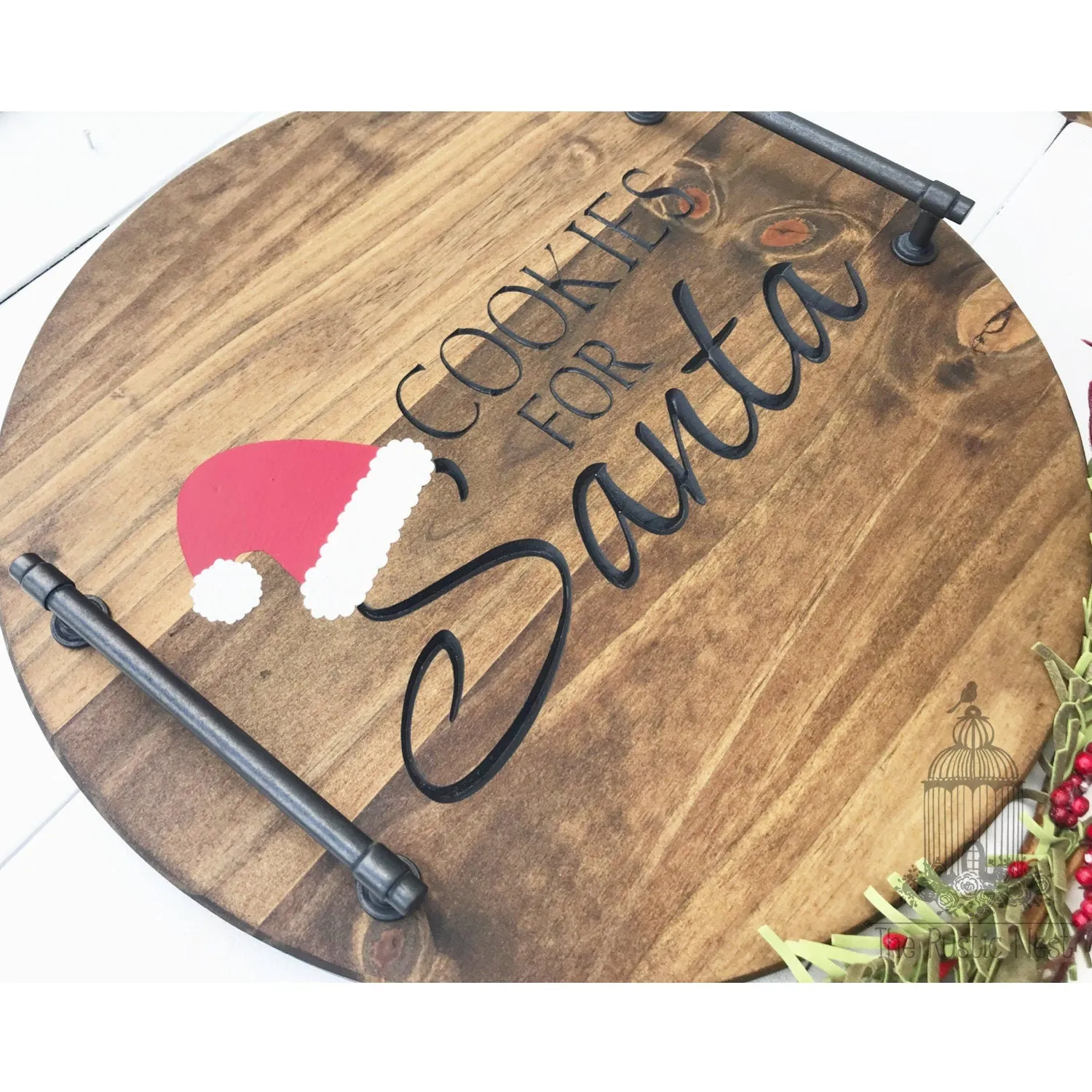 Cookies for Santa Wood Tray | Engraved Wood Serving Tray | Engraved Christmas Tray | Wood Christmas Tray | Wooden Santa Milk and Cookie Tray