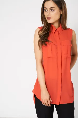 Coral Sleeveless Shirt Ex Brand