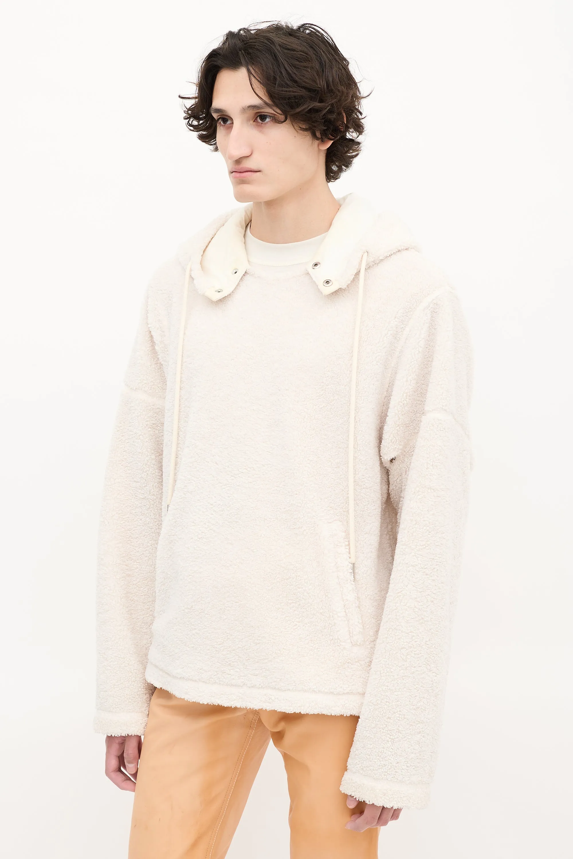 Cream Sherpa Cut Out Hoodie