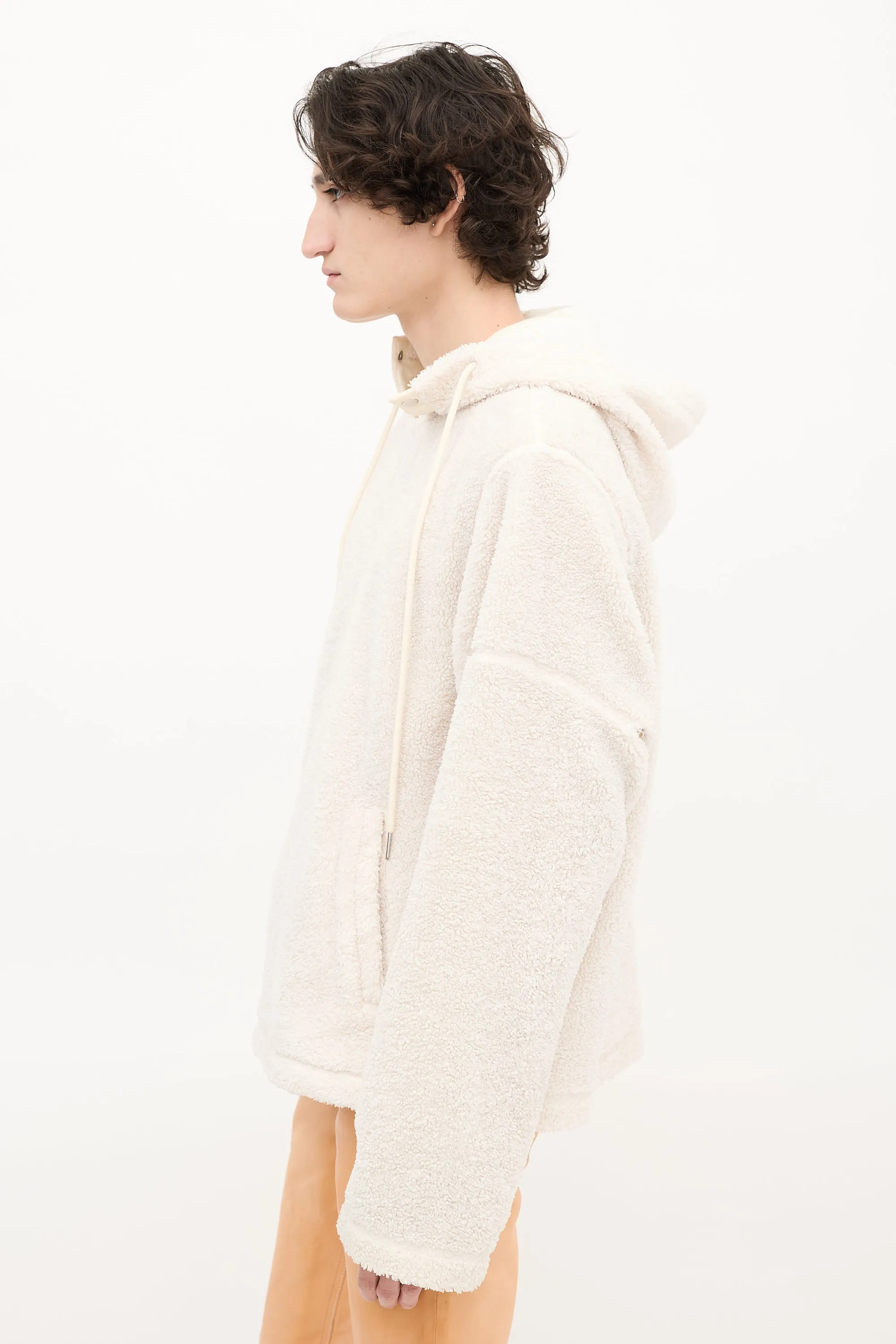 Cream Sherpa Cut Out Hoodie