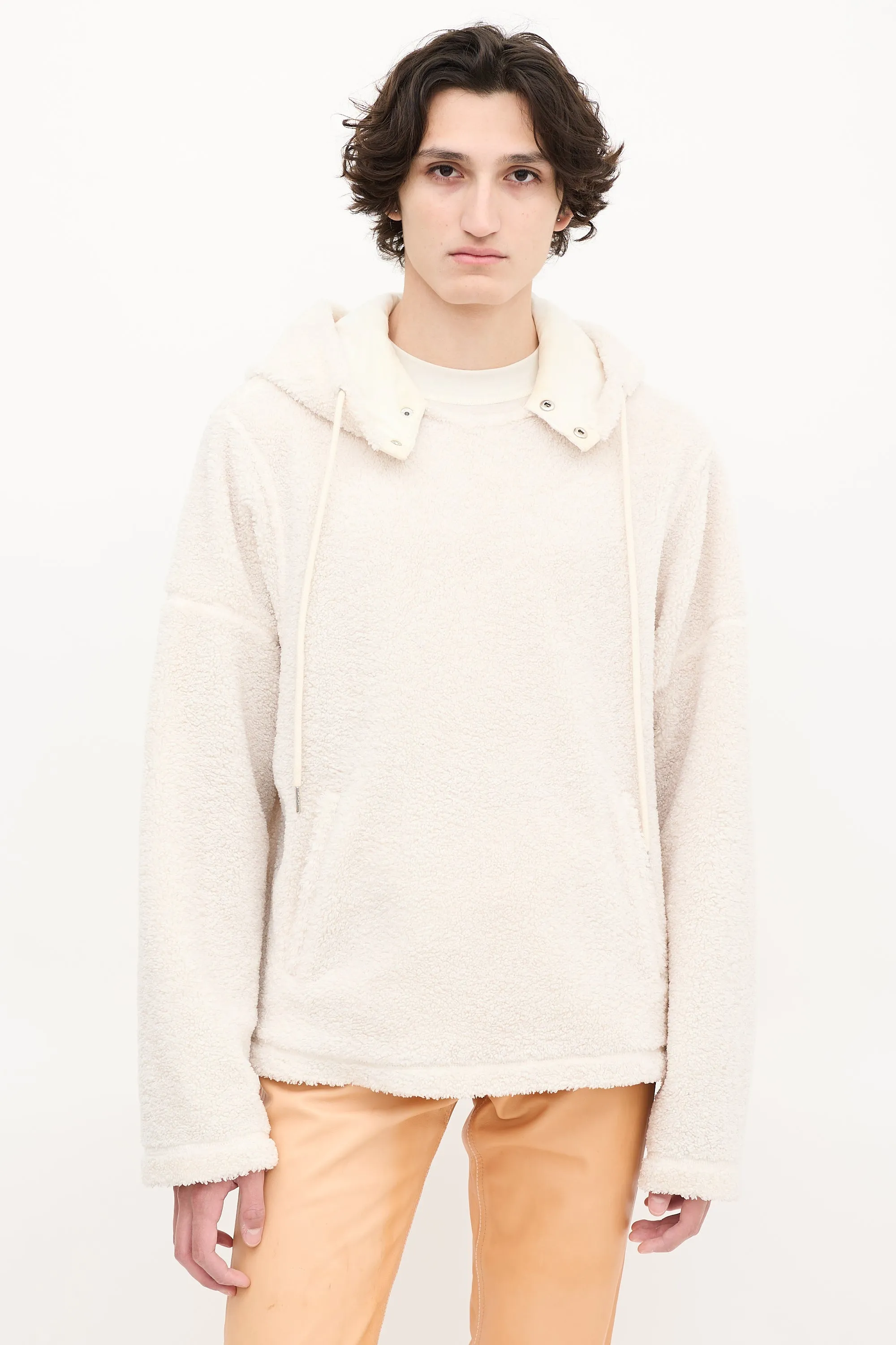 Cream Sherpa Cut Out Hoodie