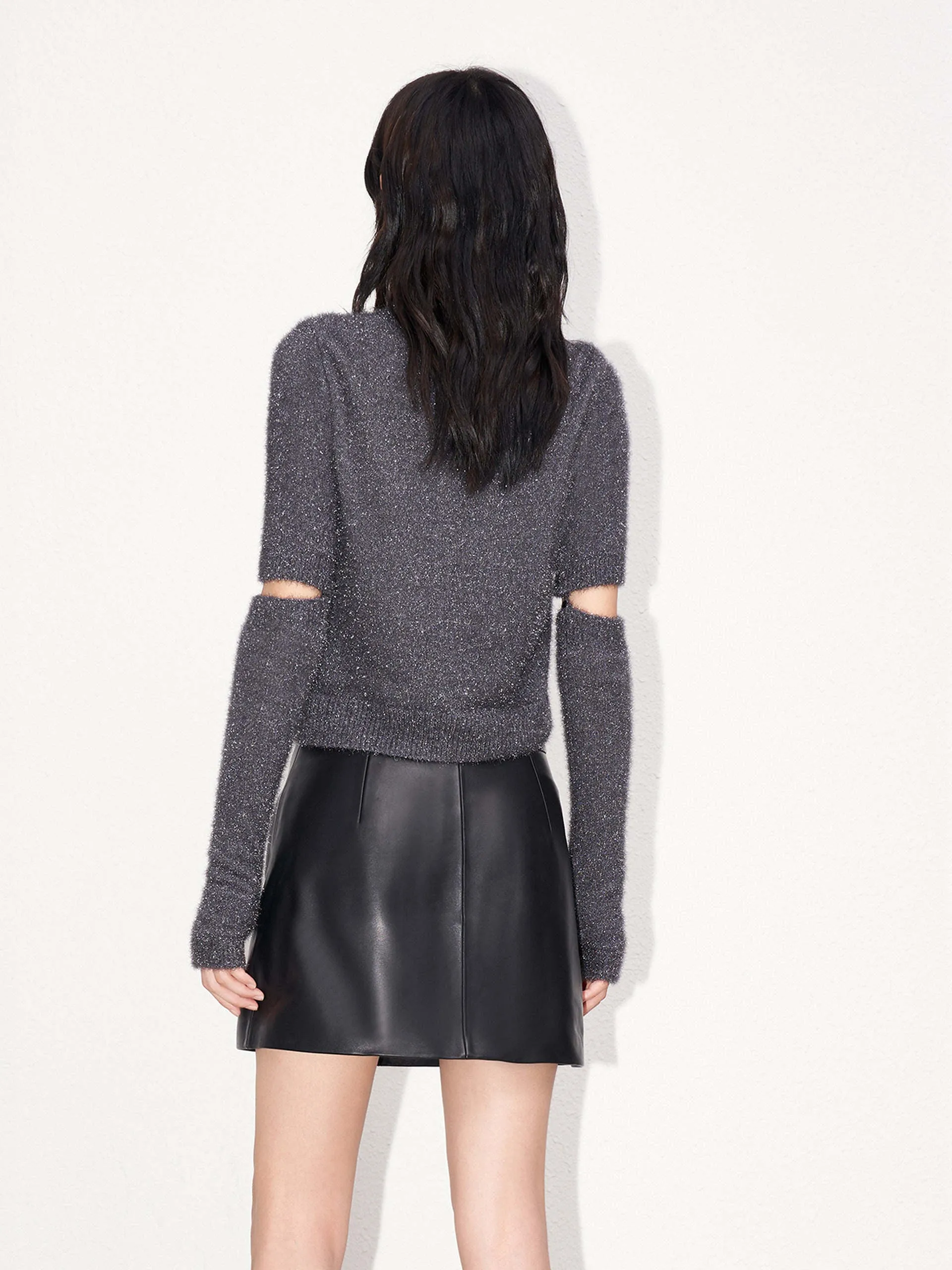 Cutout Sleeve Turtleneck Knitted Top