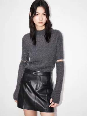 Cutout Sleeve Turtleneck Knitted Top