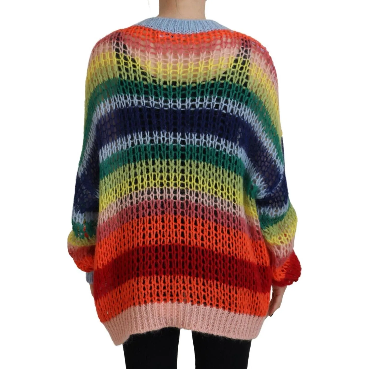 Dsquared² Multicolor Knitted Mohair Crewneck Pullover Sweater