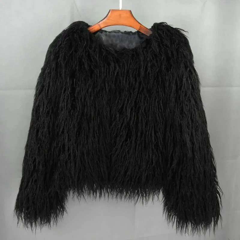 Fashionista Faux Fur Long Sleeve Winter Coat Warm Jacket