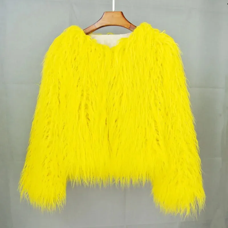 Fashionista Faux Fur Long Sleeve Winter Coat Warm Jacket