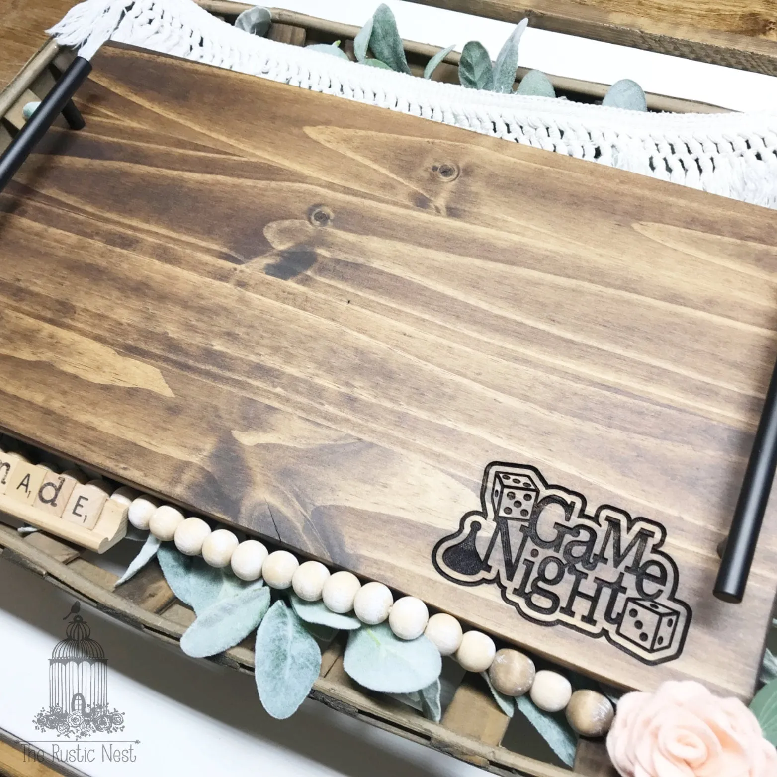 Game Night Serving Tray | Game Night Tray | Wood Serving Tray | Laser Engraved Wood Serving Tray | Breakfast in Bed Tray | Wood Serving Tray