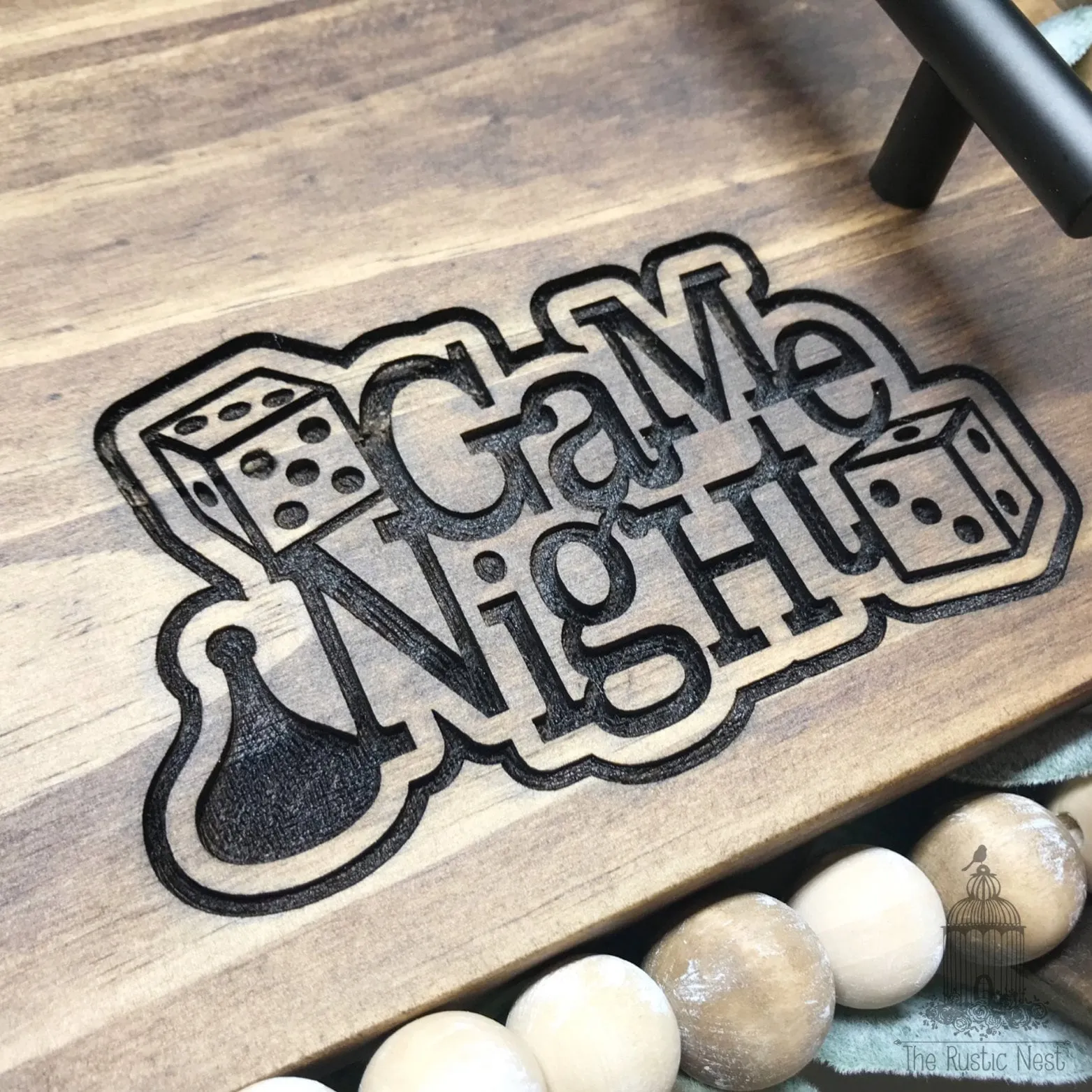 Game Night Serving Tray | Game Night Tray | Wood Serving Tray | Laser Engraved Wood Serving Tray | Breakfast in Bed Tray | Wood Serving Tray