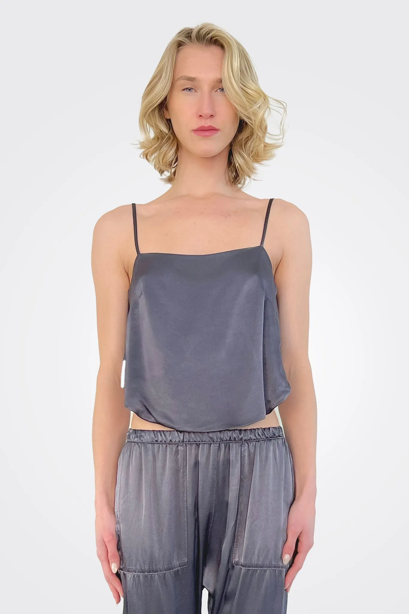 Georgia Vintage Satin Top - Graphite