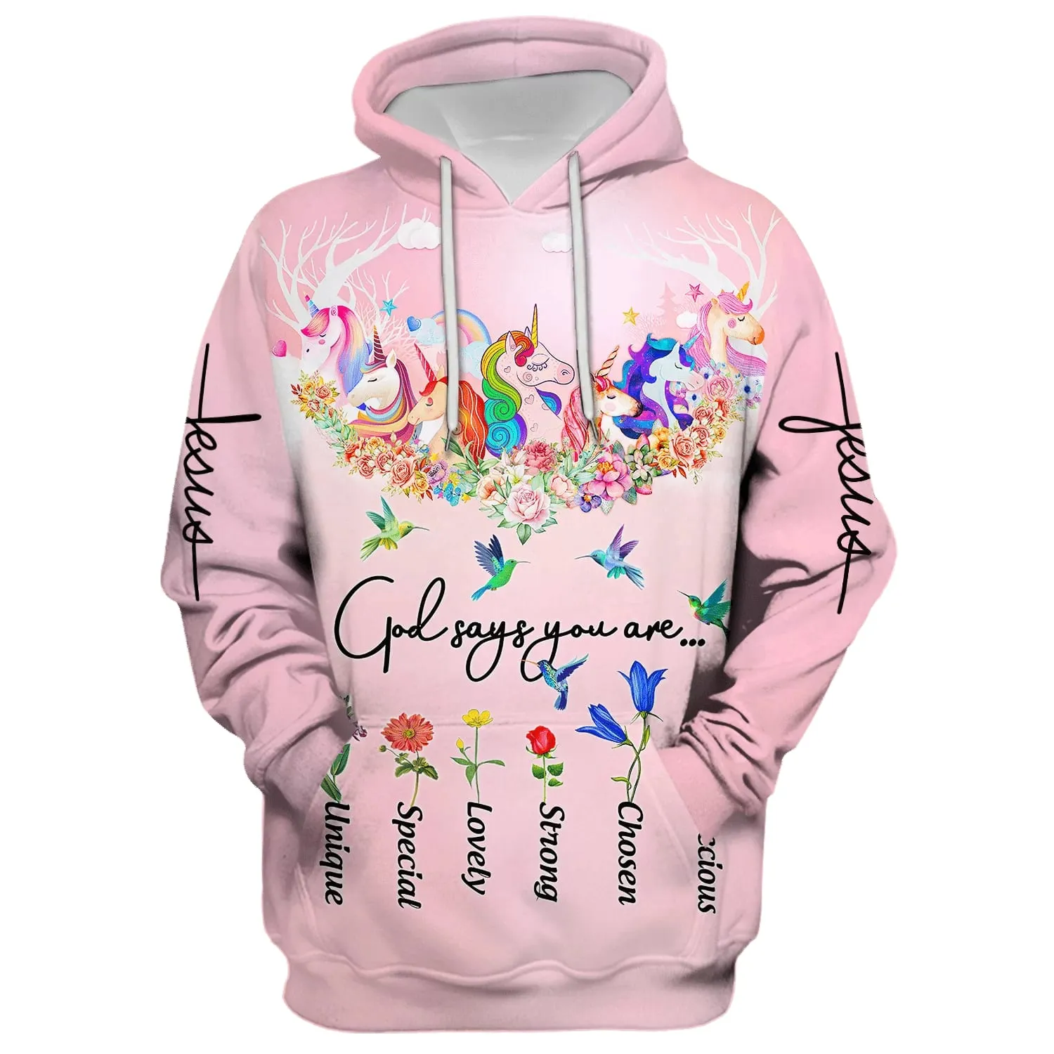 God Say You Are 3d All Over Print - Unicorn And Hummingbird Hoodie - Men & Women Christian Hoodie - 3D Printed Hoodie