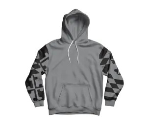 Greyscale Maryland Flag Sleeves (Charcoal) / Hoodie