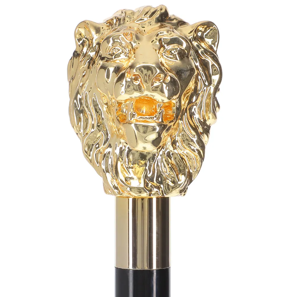 Italian Luxury: 24K Gold Lion Head Walking Stick - Exclusive