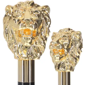 Italian Luxury: 24K Gold Lion Head Walking Stick - Exclusive