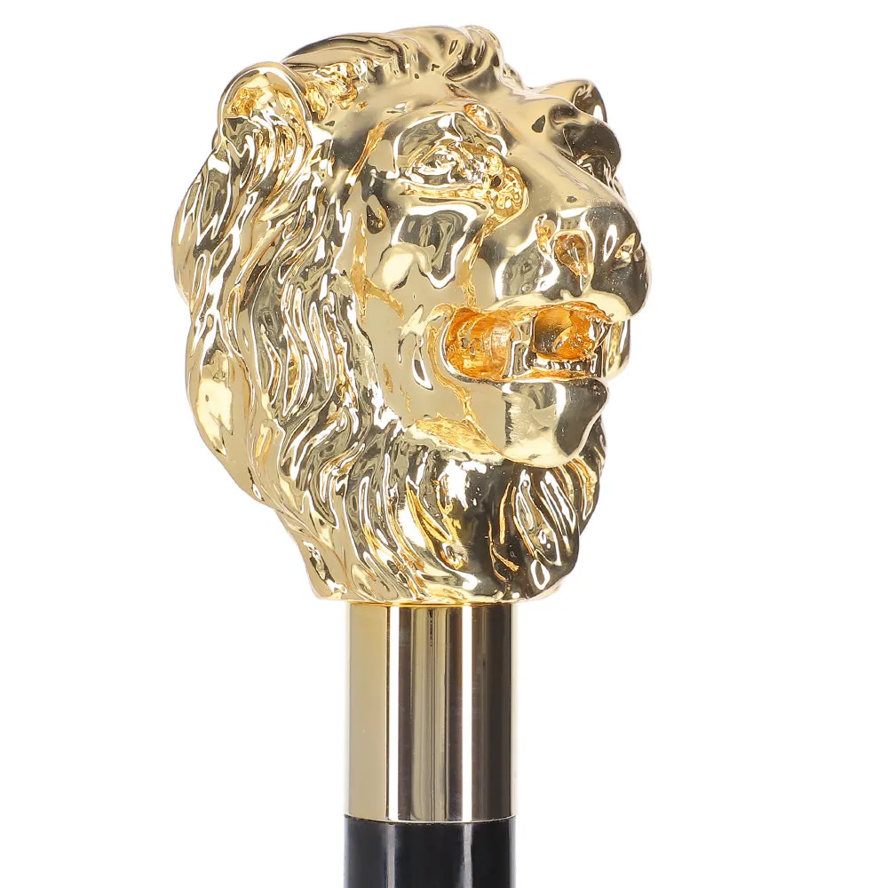 Italian Luxury: 24K Gold Lion Head Walking Stick - Exclusive