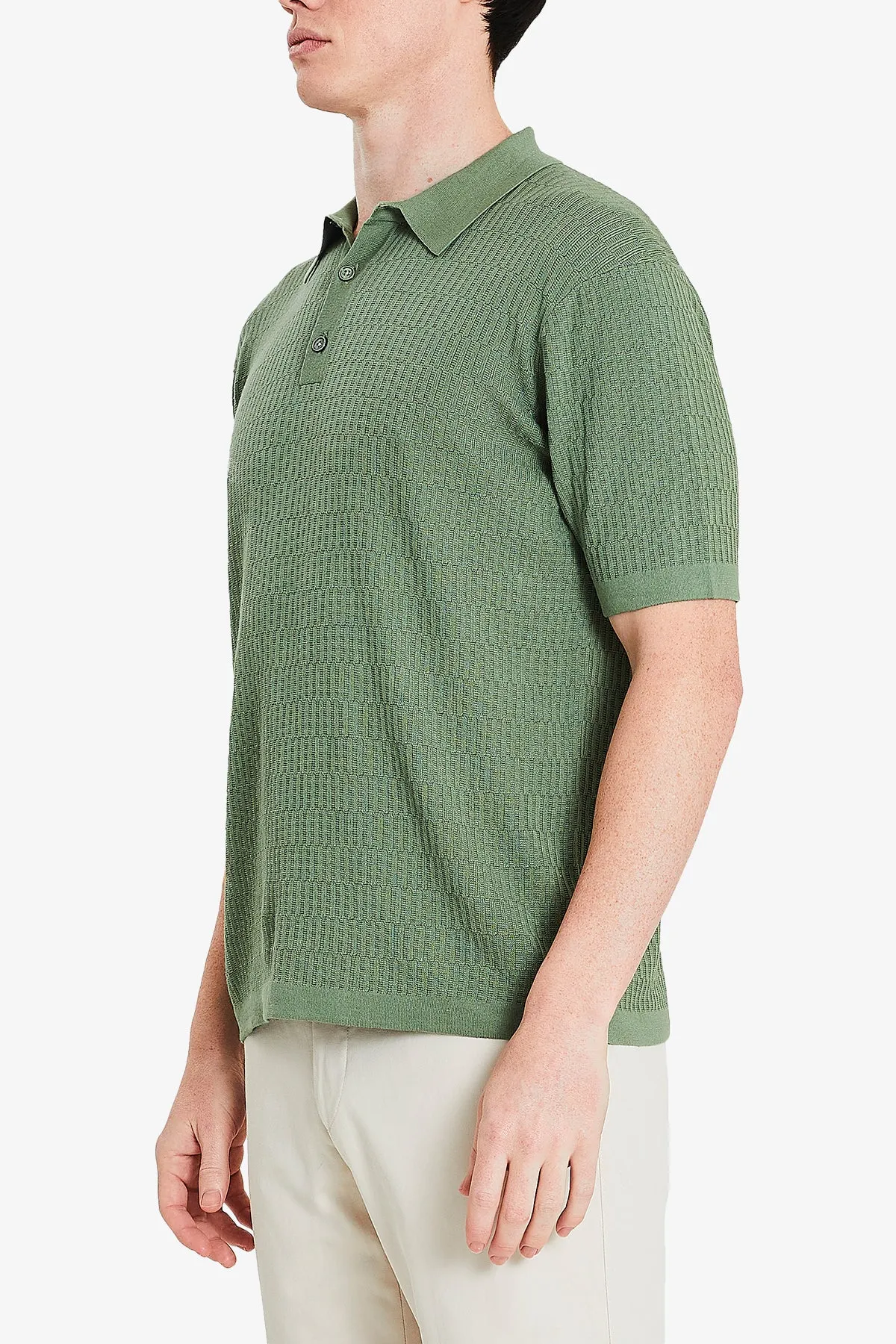 Long Island Knitted Polo - Olive