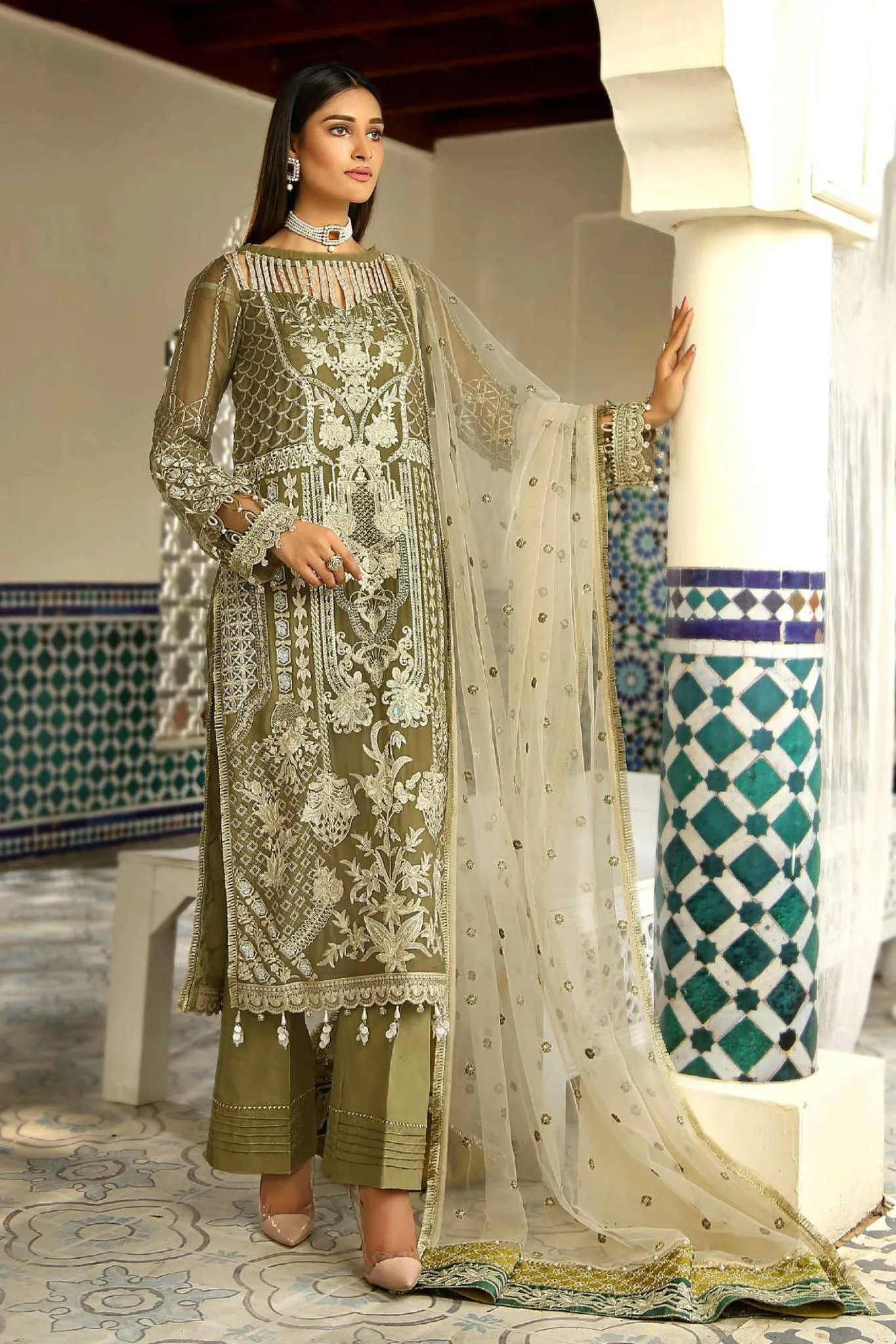 Maryam's Unstitched 3 Piece Gold Formal Vol-09  Collection'2022-MG-98