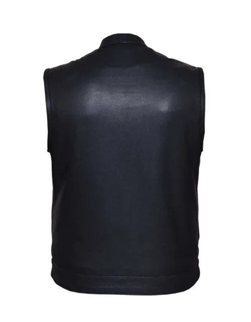 Men's Black Club Style Leather Vest