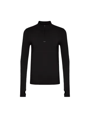 Men's Plant-Stretch Long Sleeve Half-Zip Top—black