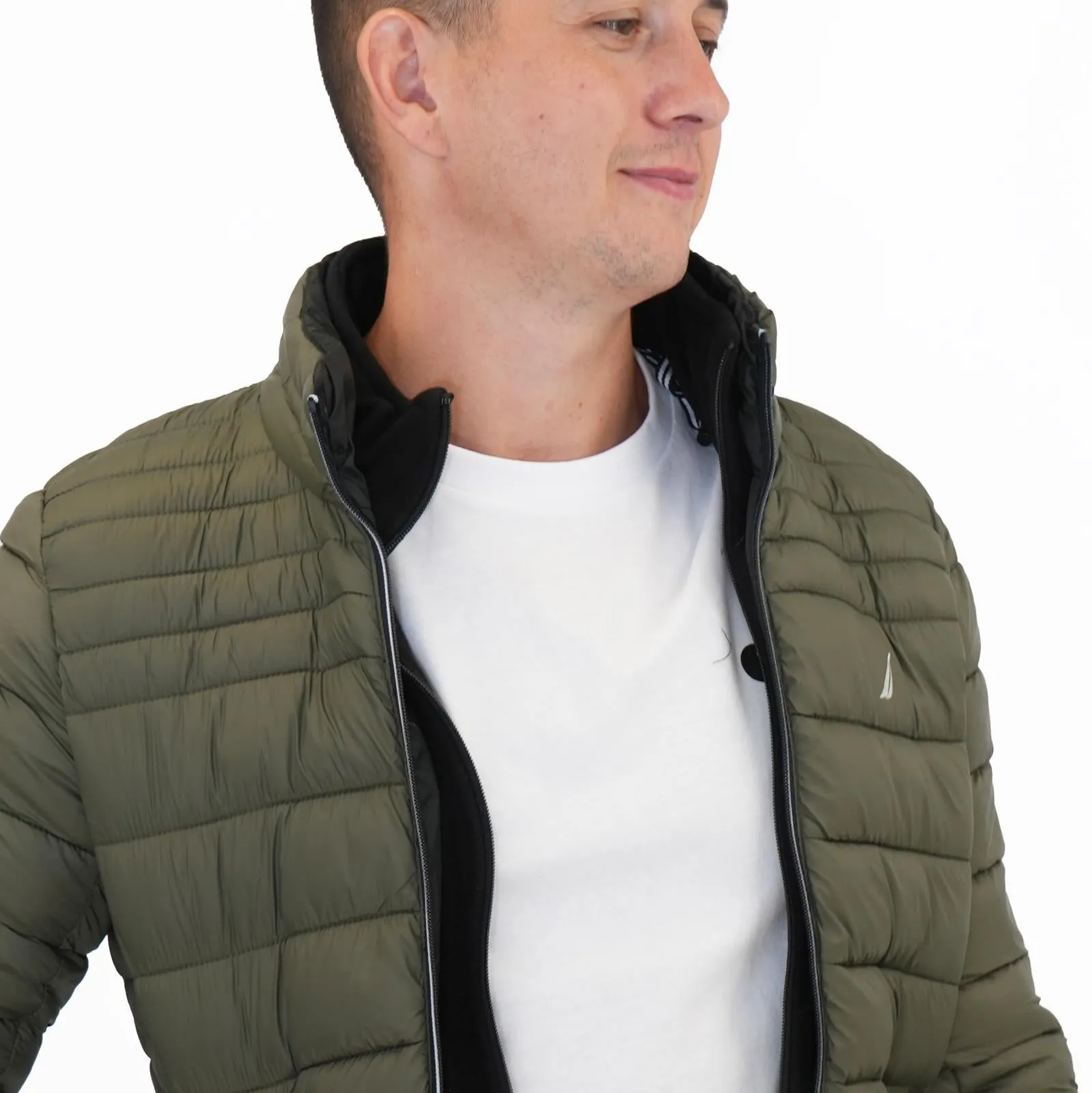 Nautica Performance Double Zip Puffer Jacket Green