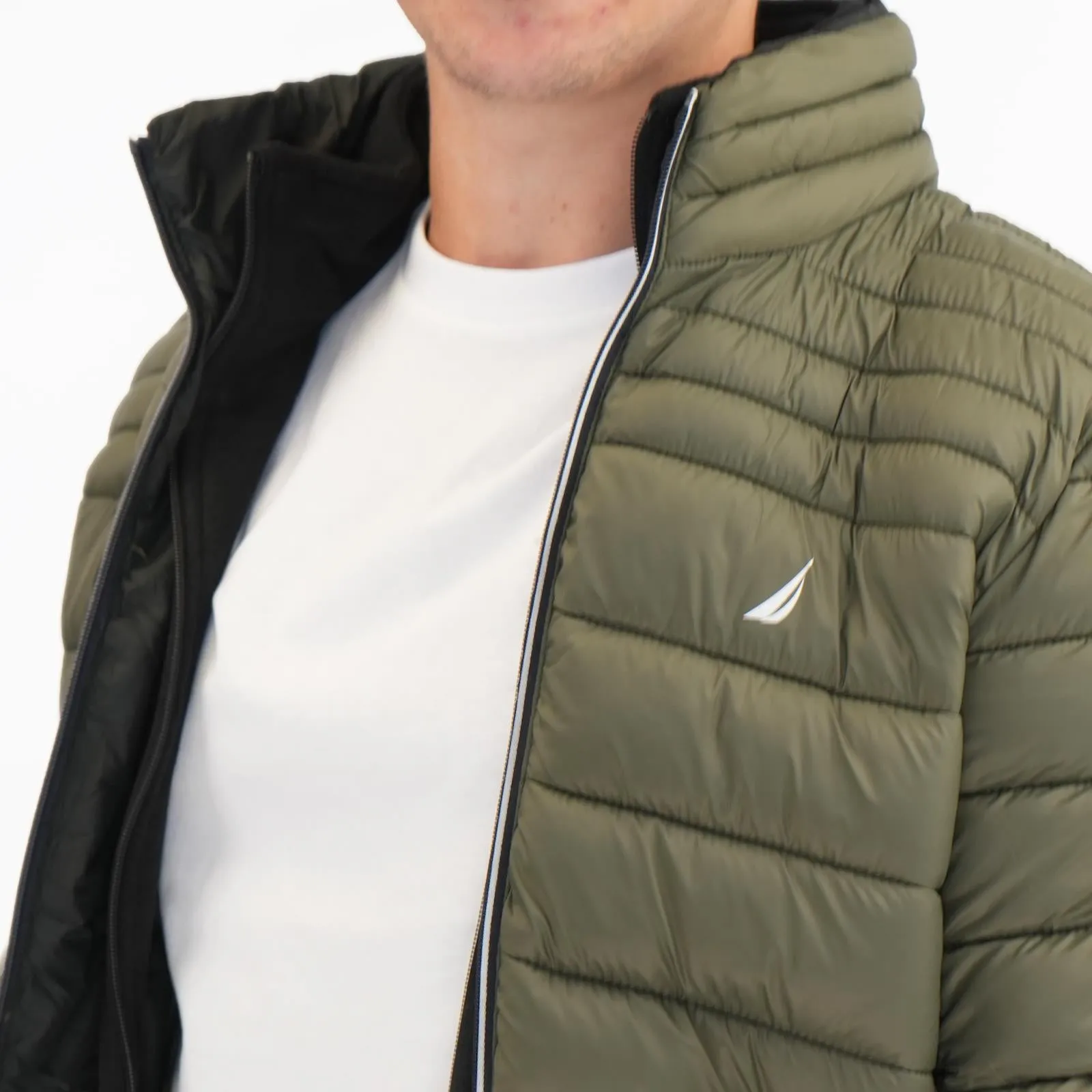 Nautica Performance Double Zip Puffer Jacket Green