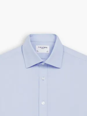 Non-Iron Blue Poplin Slim Fit Double Cuff Classic Collar Shirt