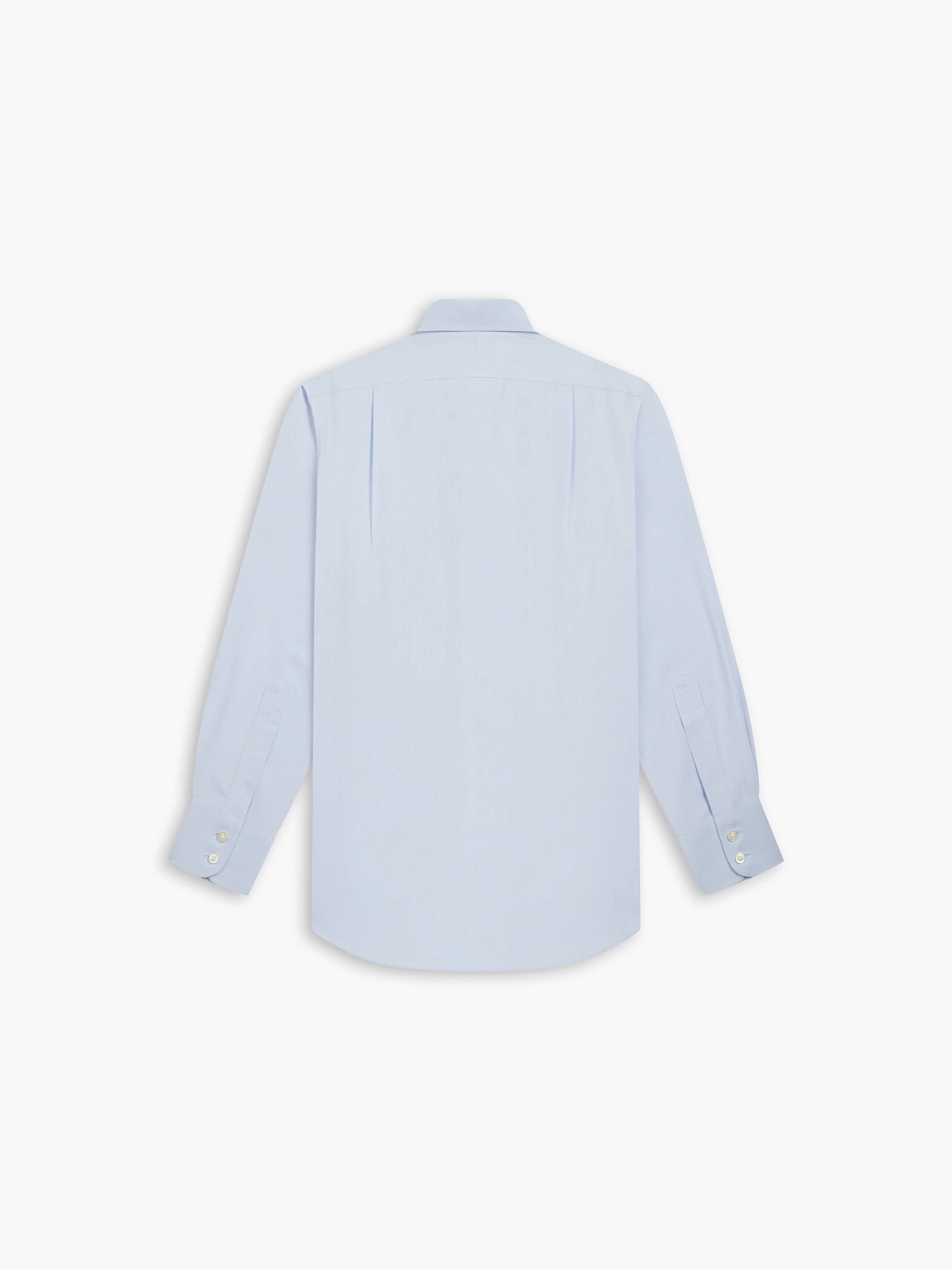 Non-Iron Light Blue Small Herringbone Fitted Single Cuff Classic Collar Shirt