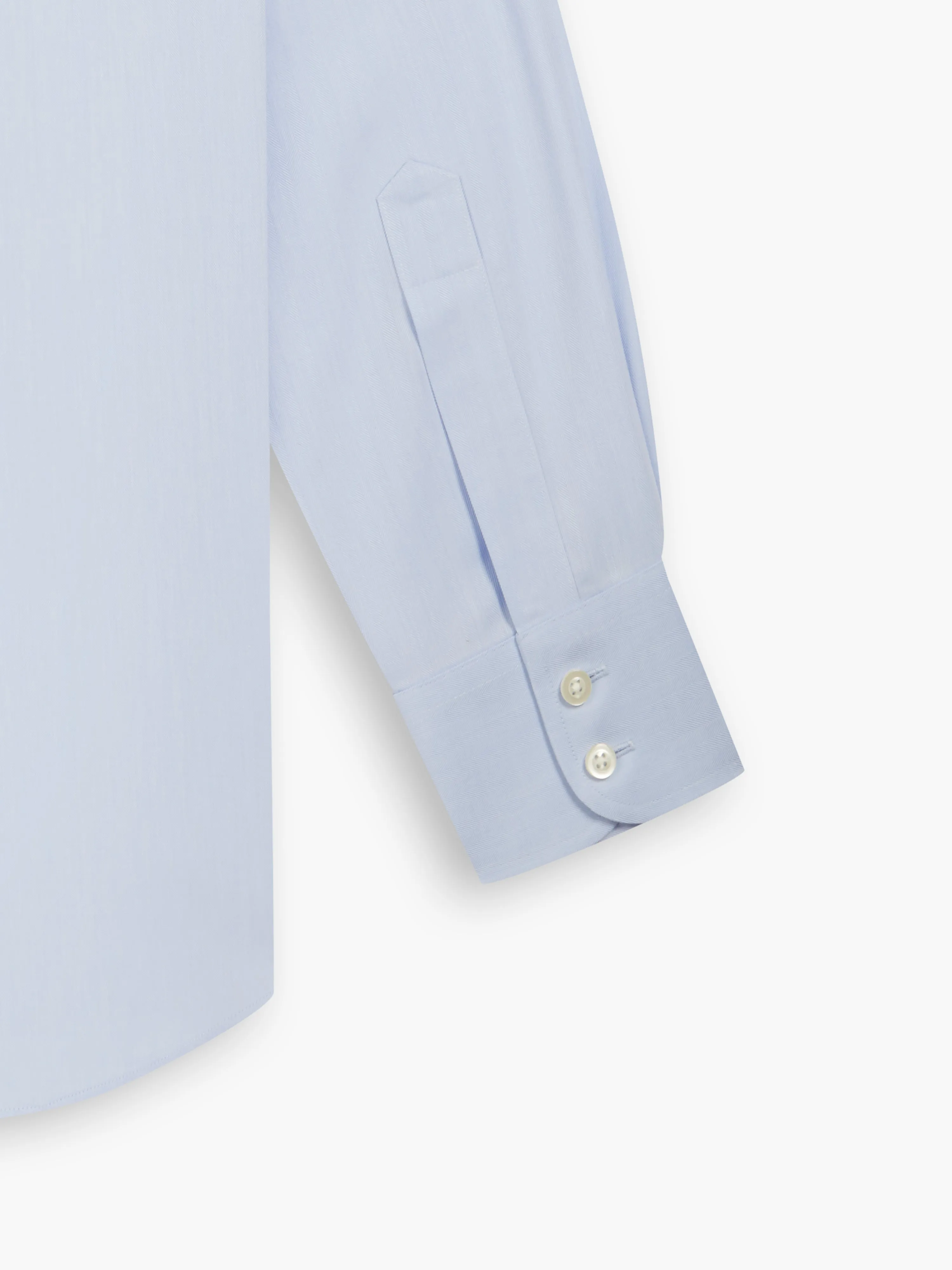 Non-Iron Light Blue Small Herringbone Fitted Single Cuff Classic Collar Shirt