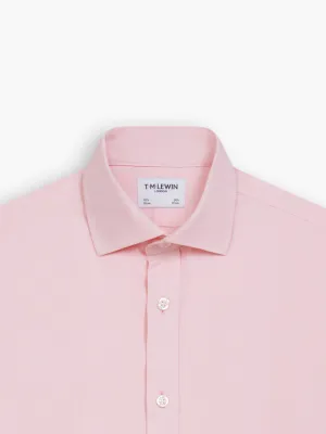 Non-Iron Pale Pink Twill Slim Fit Double Cuff Classic Collar Shirt