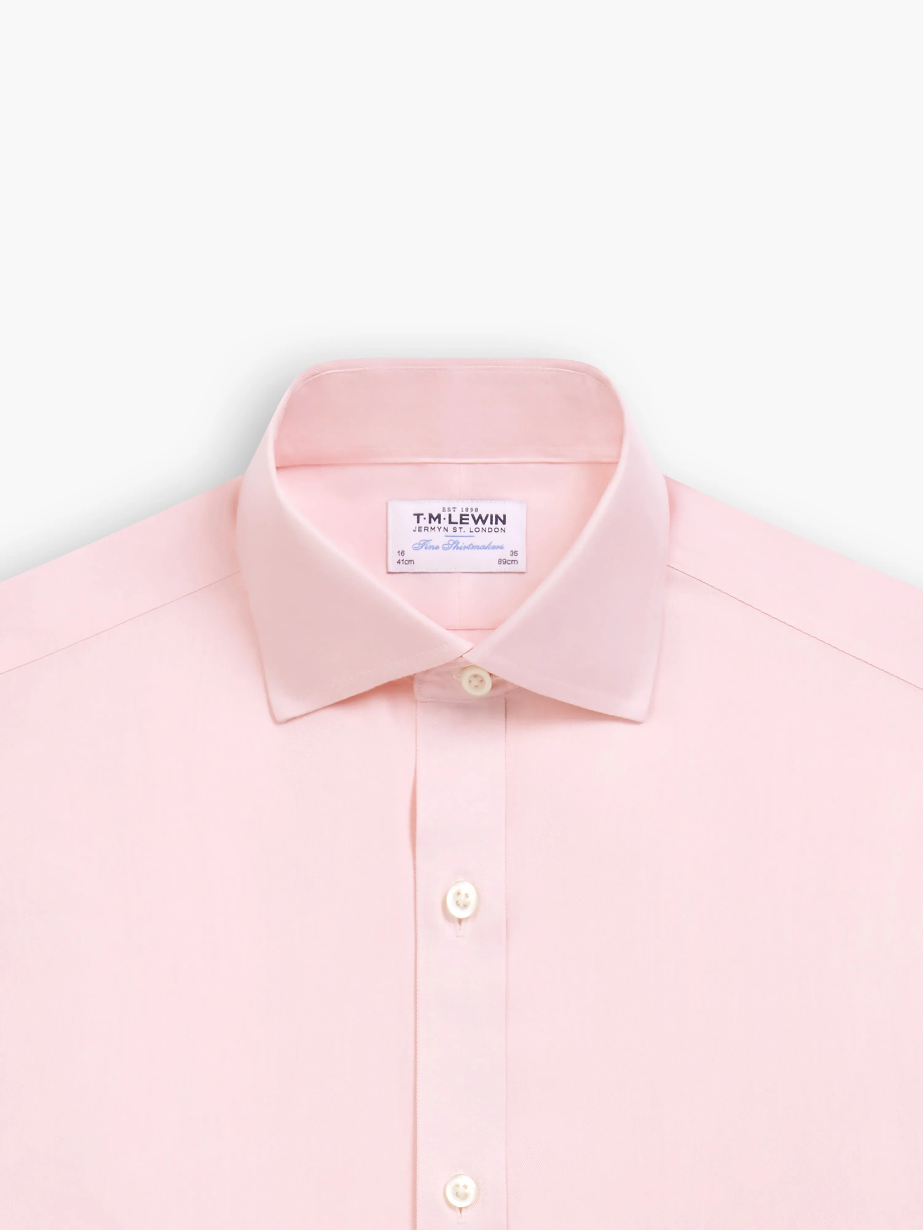 Non-Iron Pink Twill Fitted Single Cuff Classic Collar Shirt