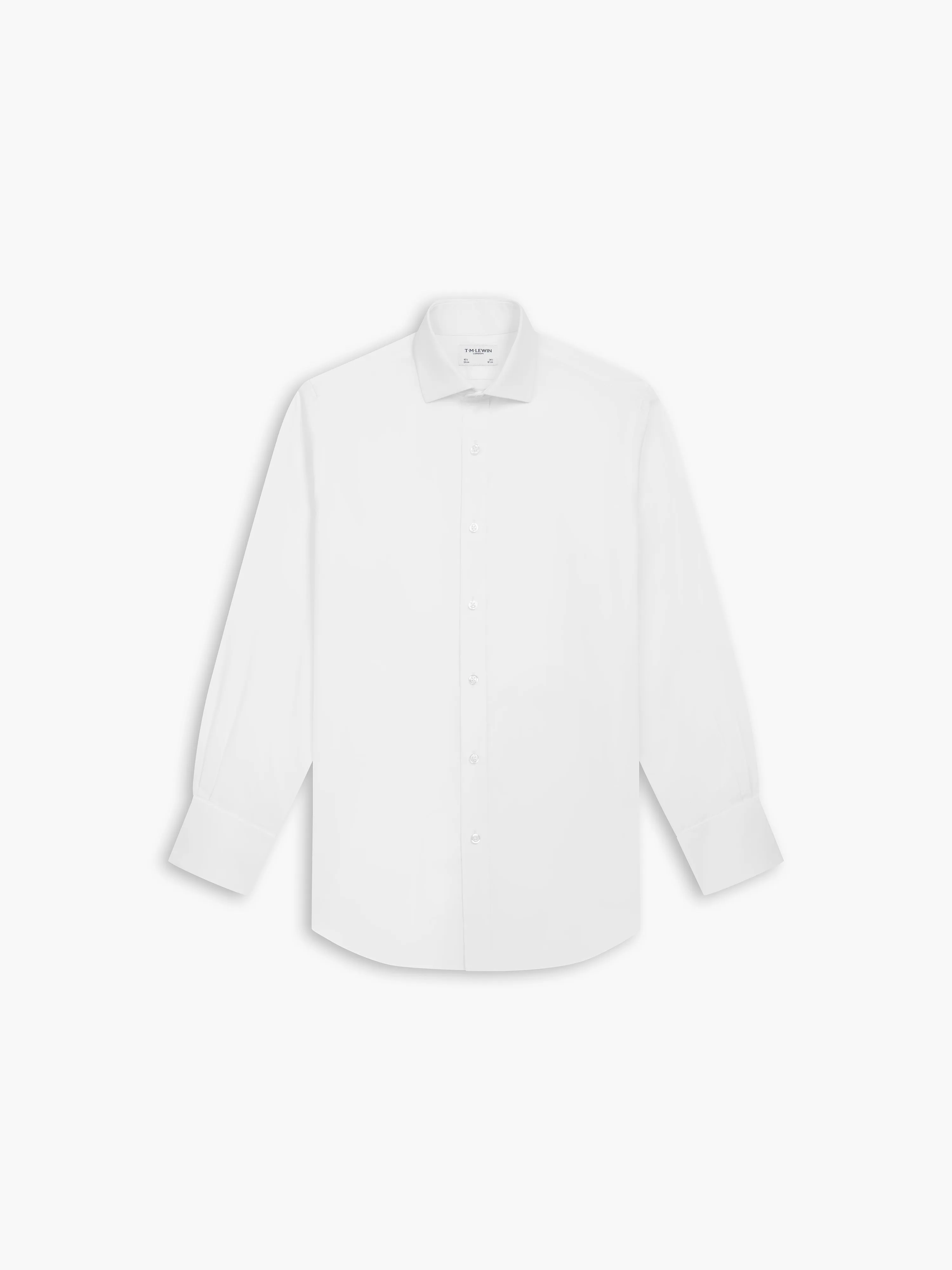 Non-Iron White Poplin Slim Fit Double Cuff Classic Collar Shirt