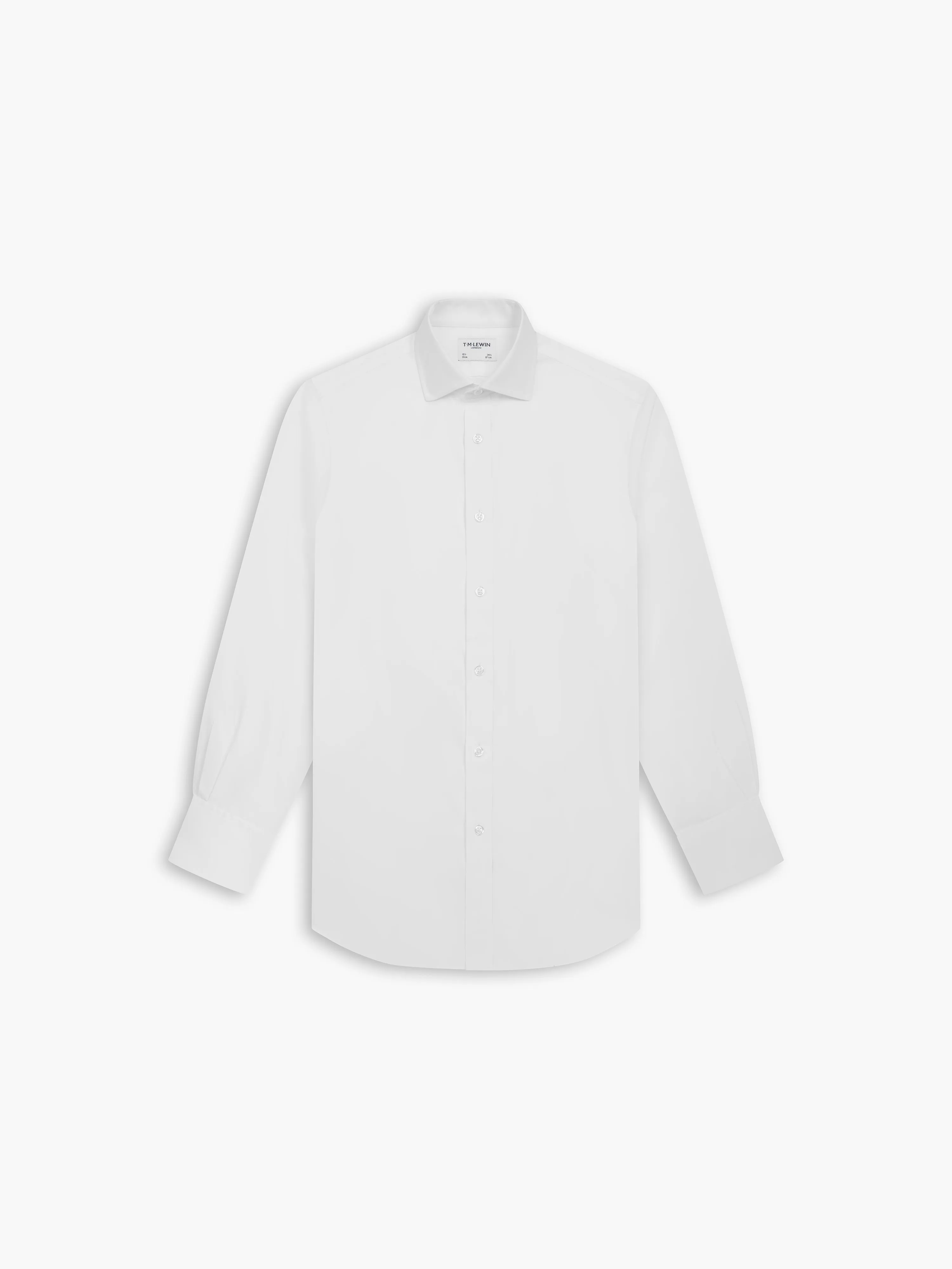 Non-Iron White Twill Regular Fit Double Cuff Classic Collar Shirt