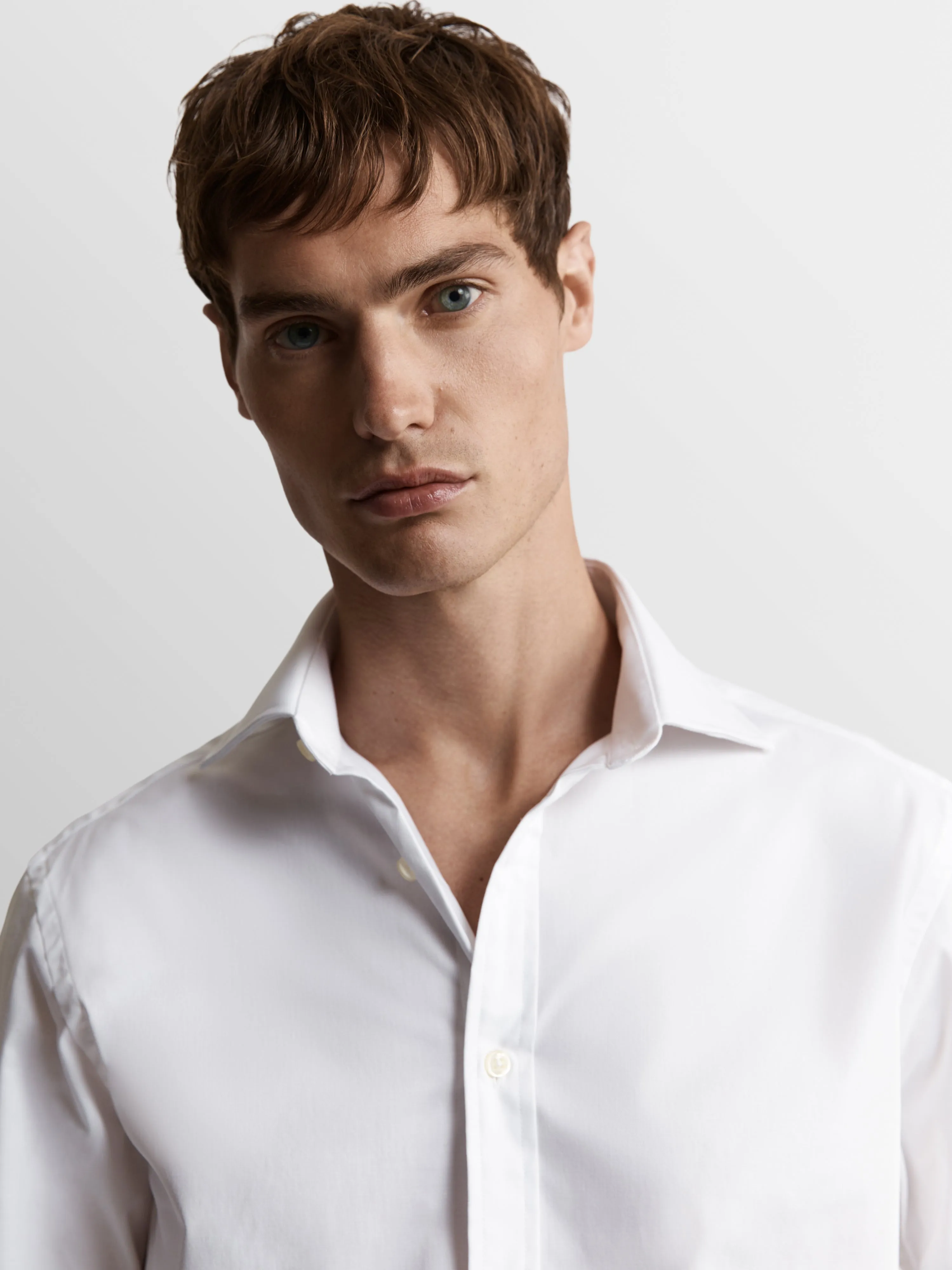 Non-Iron White Twill Regular Fit Double Cuff Classic Collar Shirt