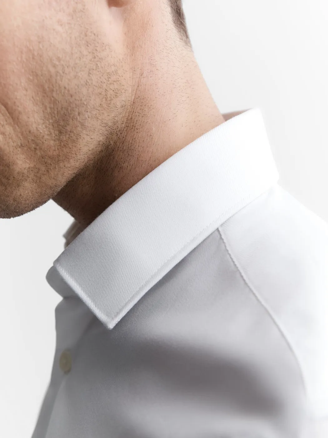 Non-Iron White Twill Super Fitted Single Cuff Classic Collar Shirt