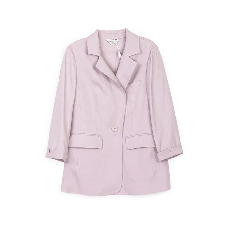 Pink One Button Casual Suit Blazer