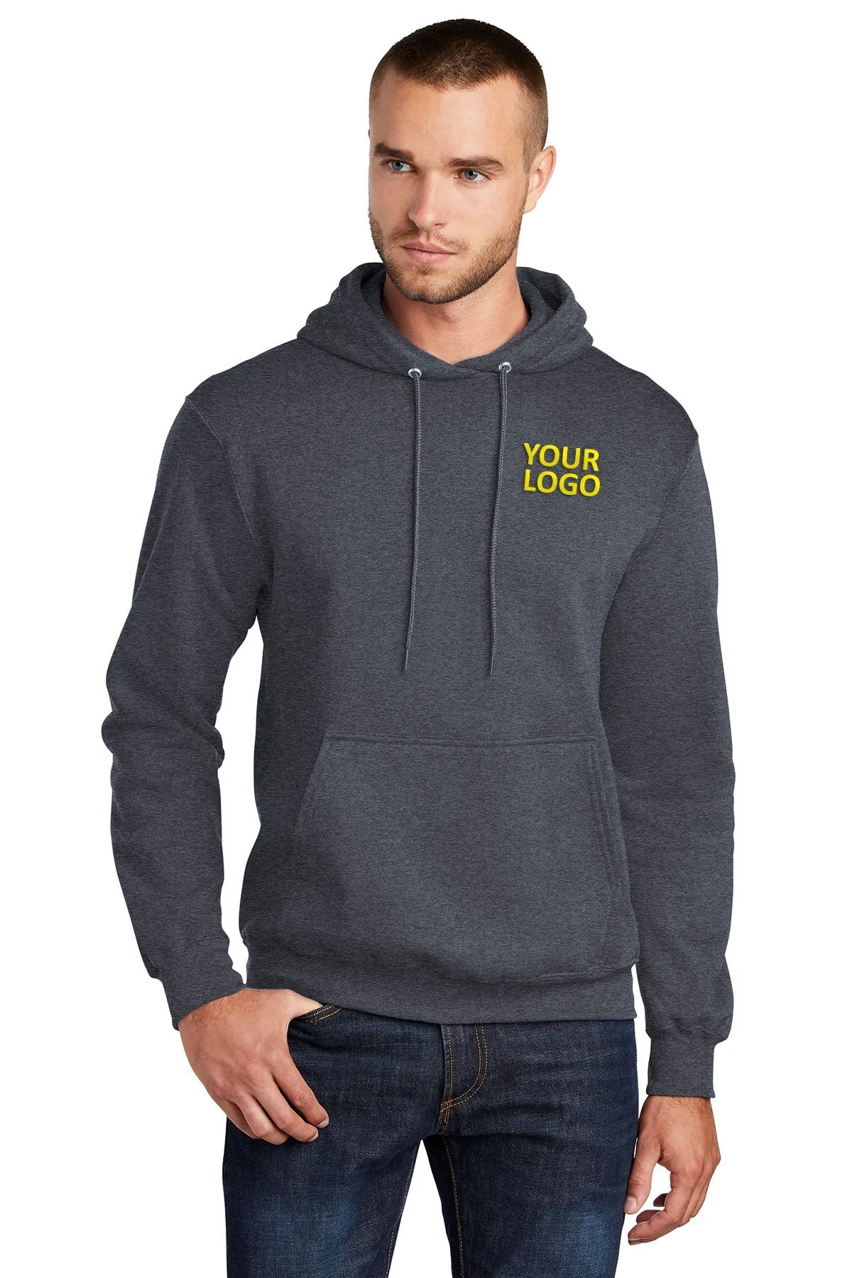 Port & Company Core Fleece Customized Hoodies, Heather Navy