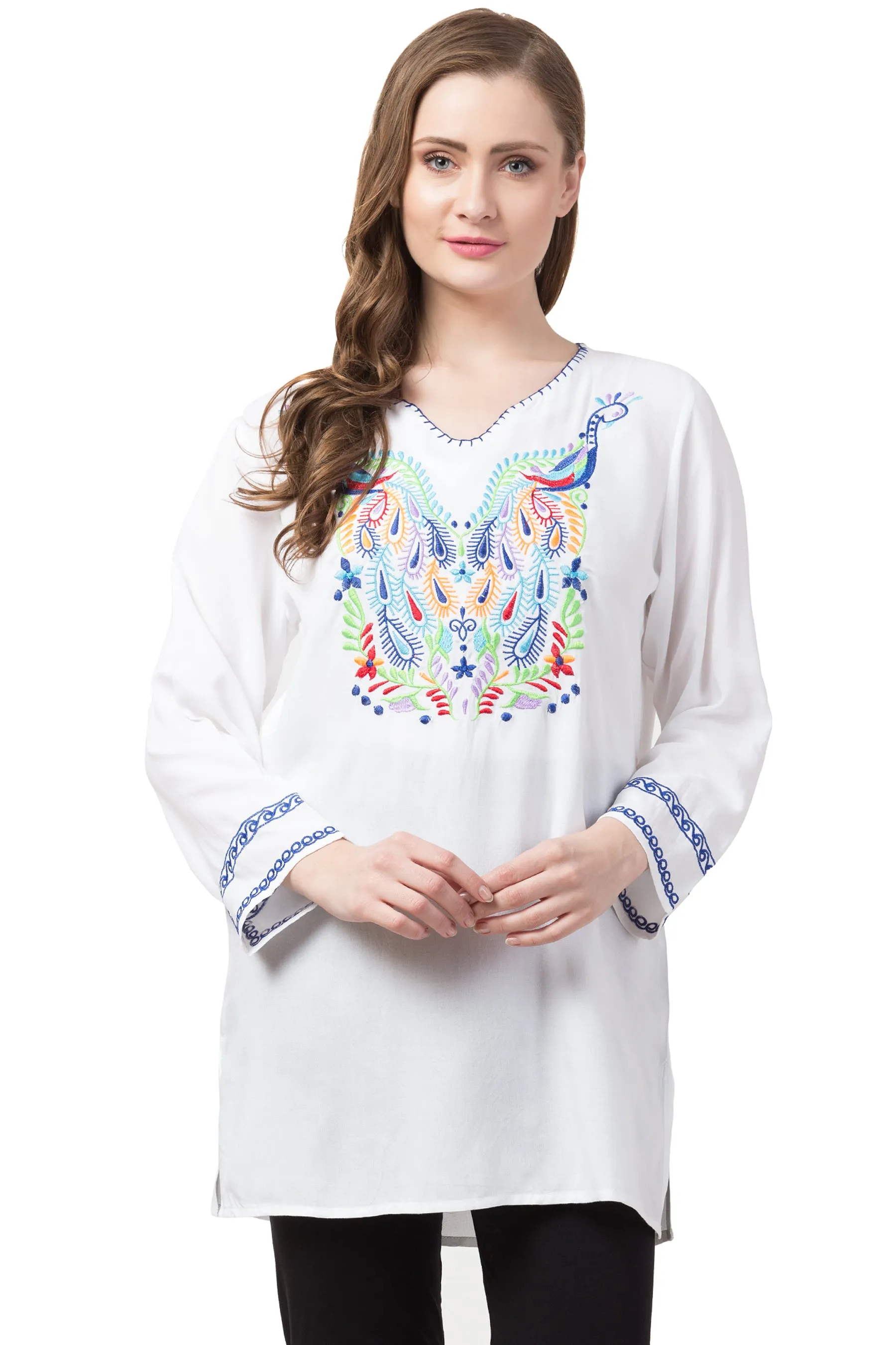 RAJ BLAZE WHITE EMBOIRDERED TOP