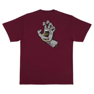 Santa Cruz Screaming Hand Mens T-Shirt - MAROON W/GREY/GOLD