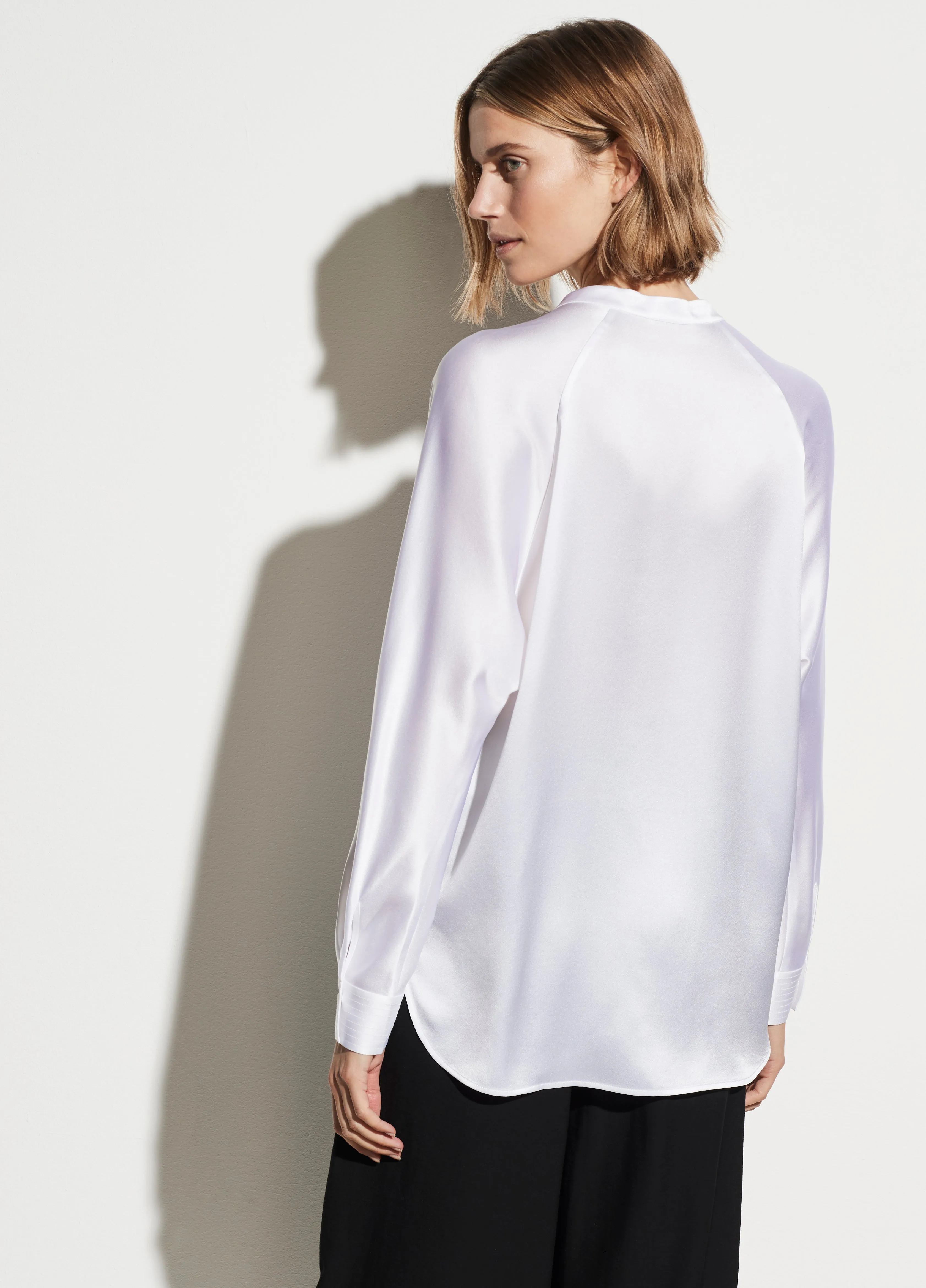 Satin Band Collar Blouse - Optic White