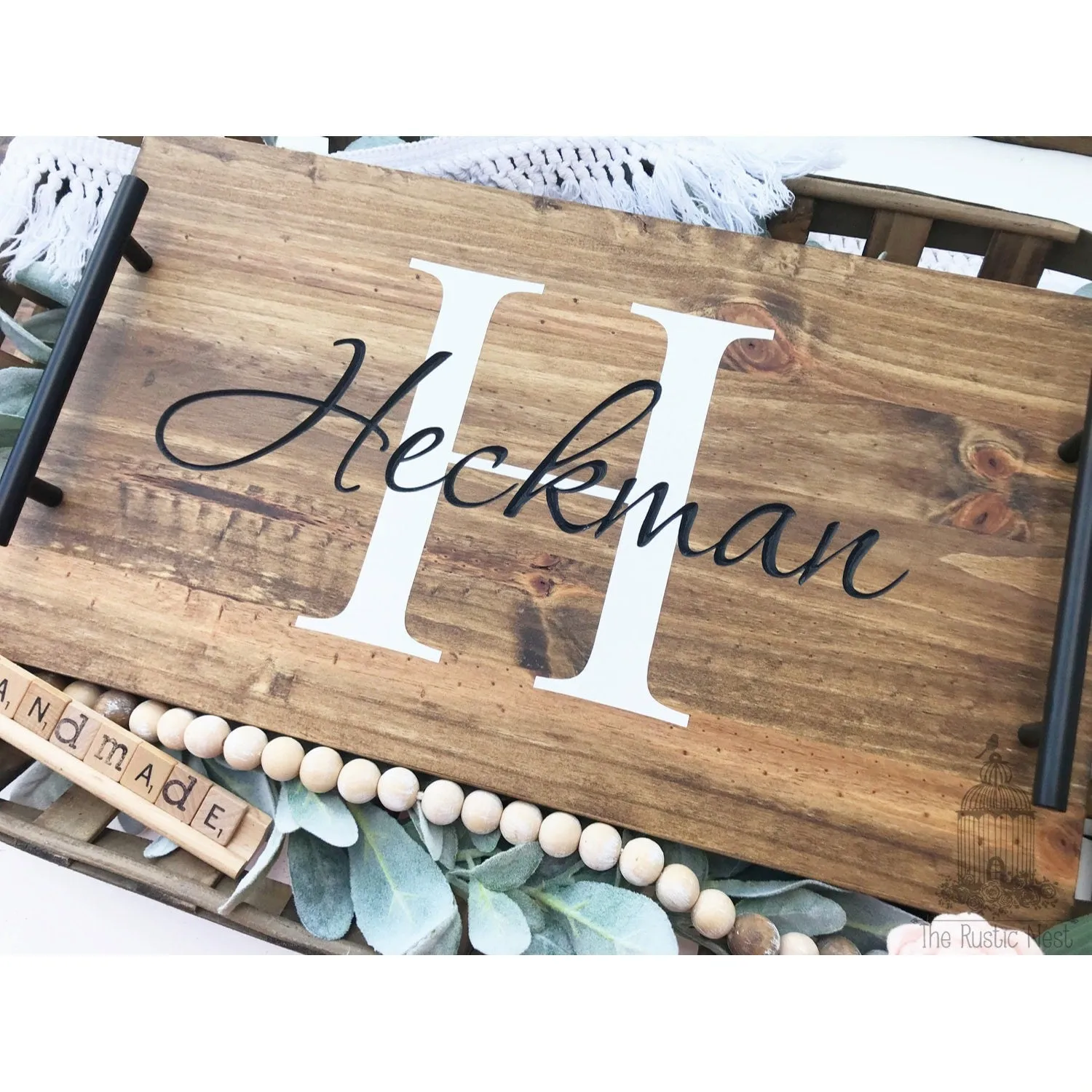 Serving Tray | Personalized Wood Serving Tray | Engraved Wood Serving Tray | Breakfast in Bed Tray | Personalized Tray | Wood Serving Tray