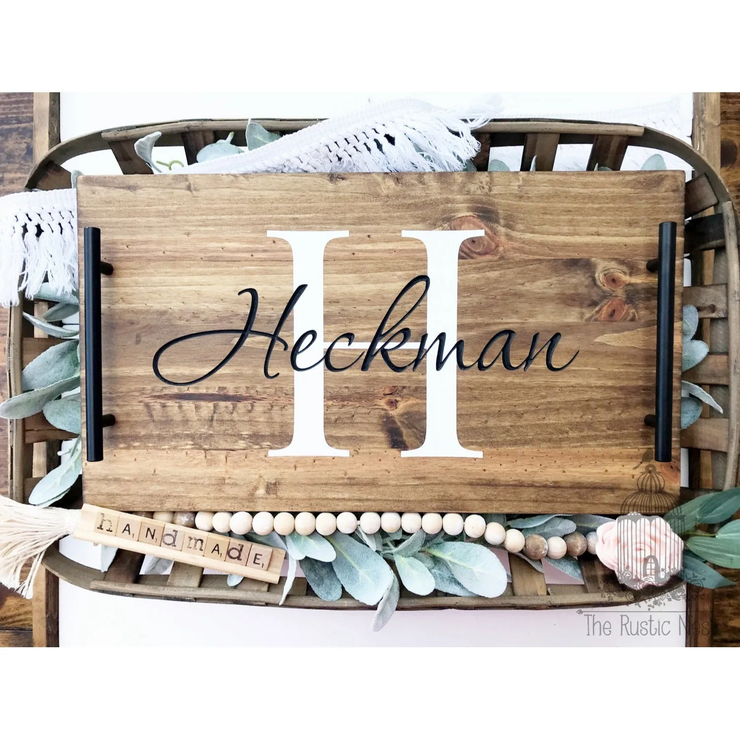 Serving Tray | Personalized Wood Serving Tray | Engraved Wood Serving Tray | Breakfast in Bed Tray | Personalized Tray | Wood Serving Tray