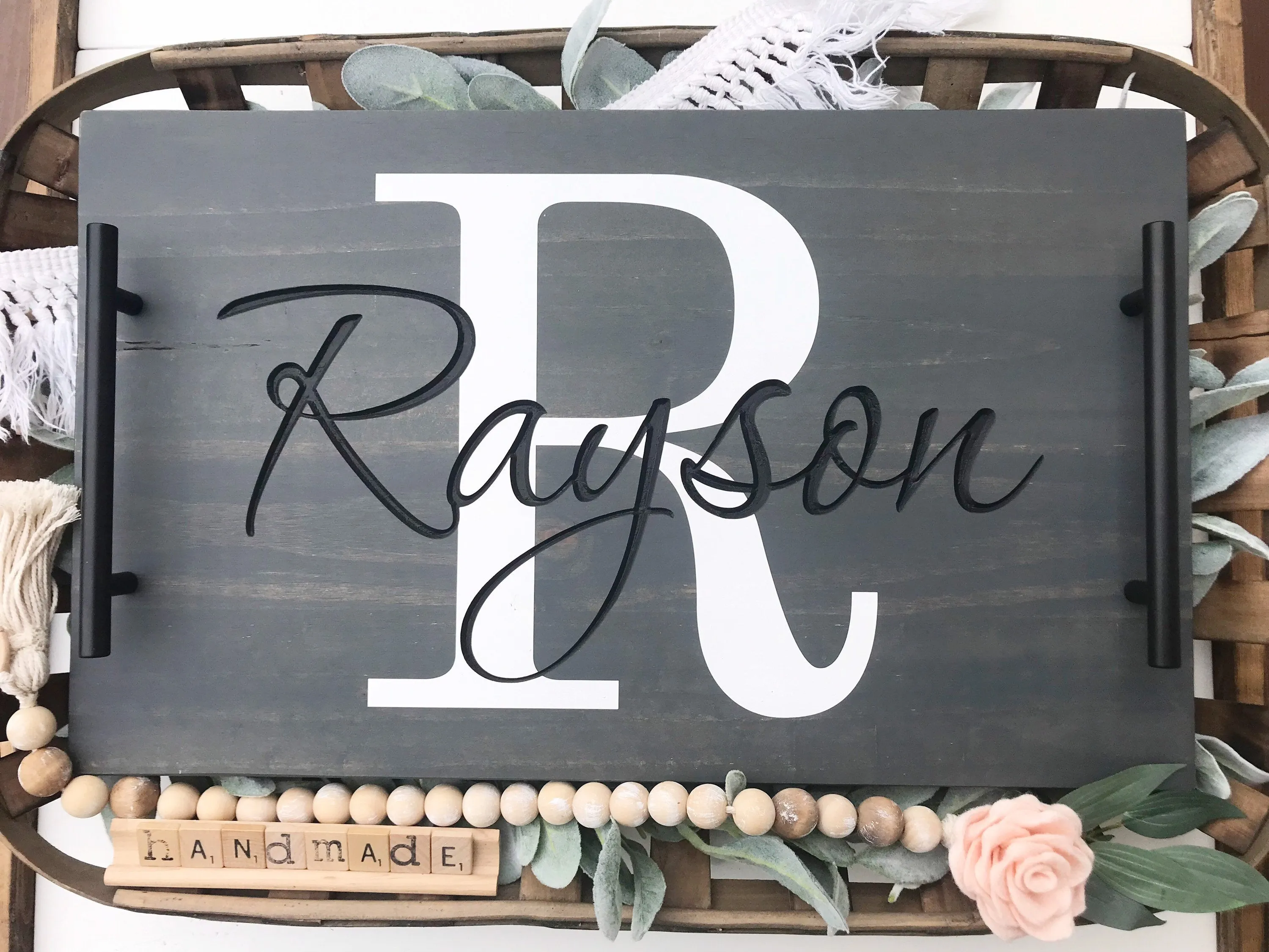 Serving Tray | Personalized Wood Serving Tray | Engraved Wood Serving Tray | Breakfast in Bed Tray | Personalized Tray | Wood Serving Tray