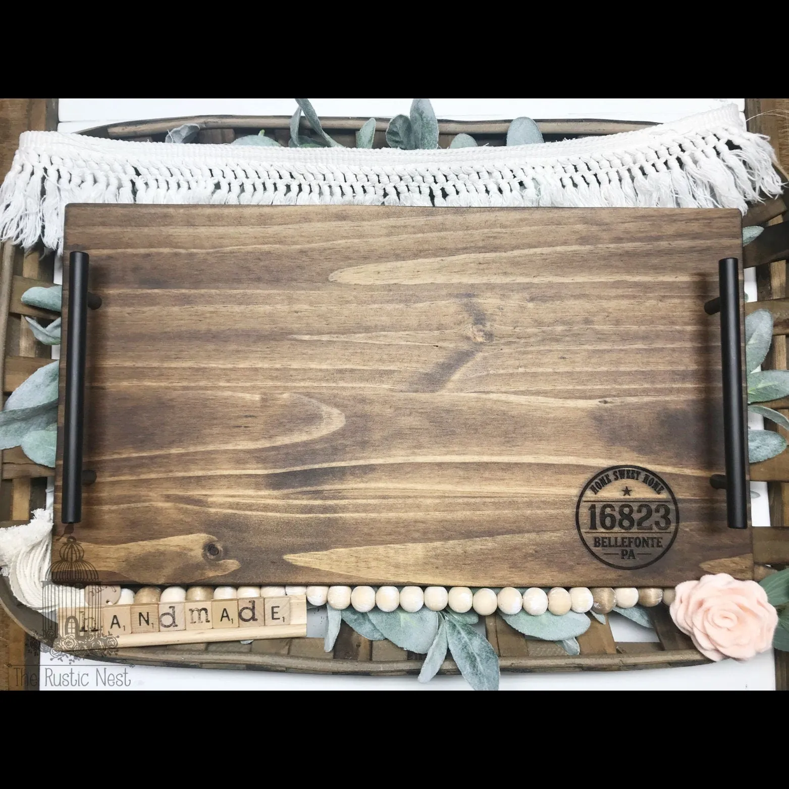 Serving Tray | Personalized Wood Serving Tray | Engraved Wood Serving Tray | Zip Code Tray | Personalized Tray | Wood Serving Tray