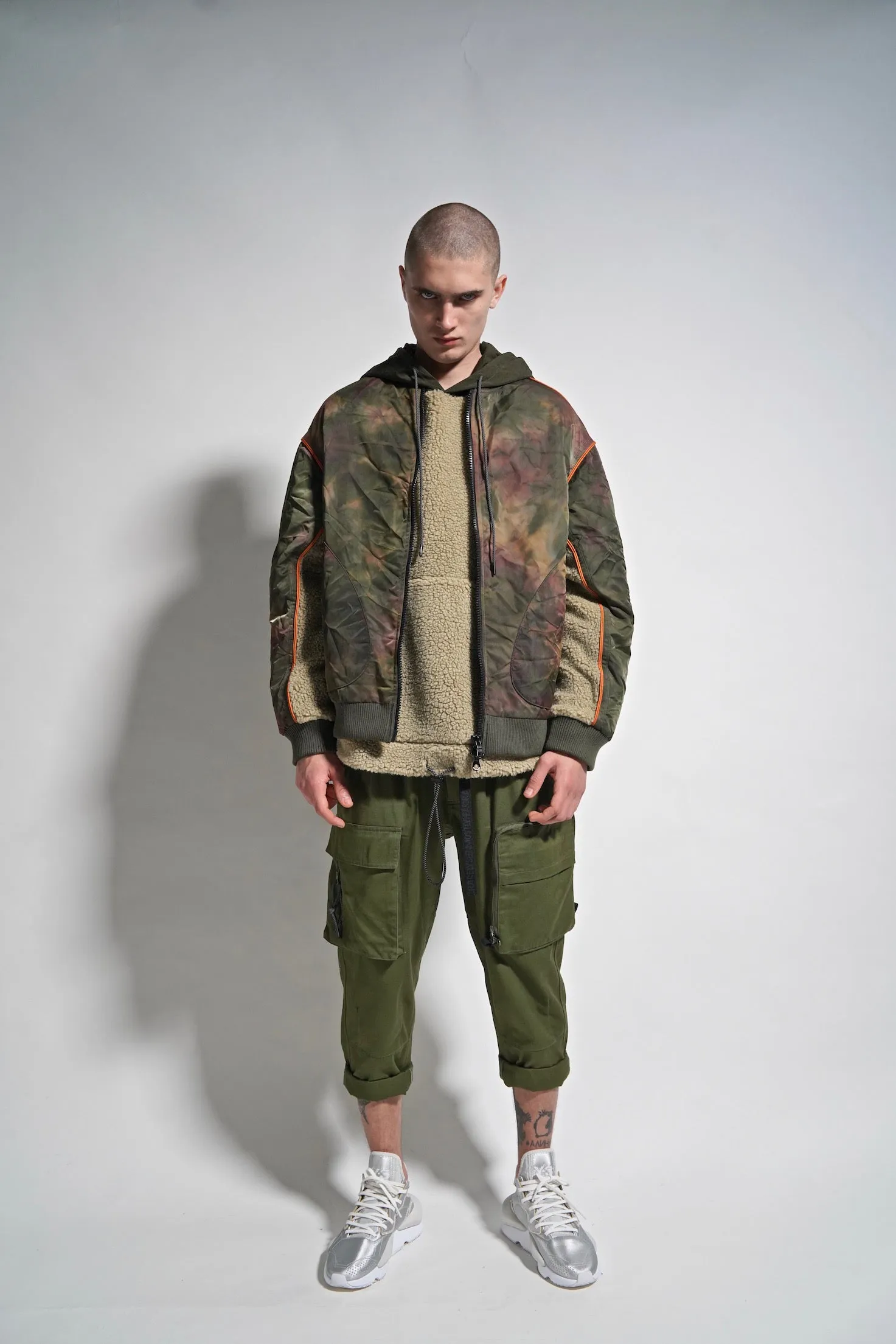 SHERPA MIXED HOODIE ARMY GREEN/KHAKI